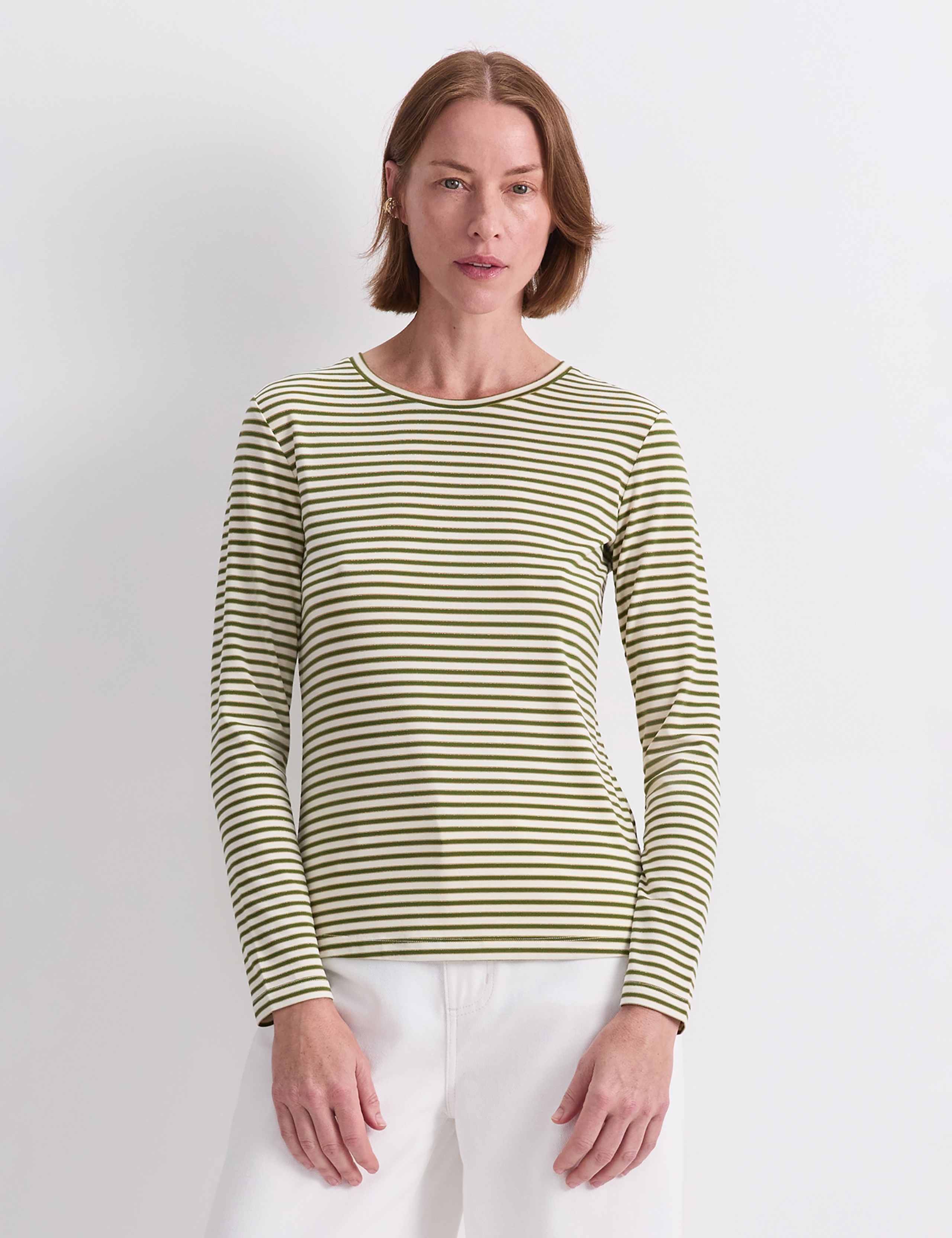 Modal Rich Striped Sparkly T-Shirt 1 of 7