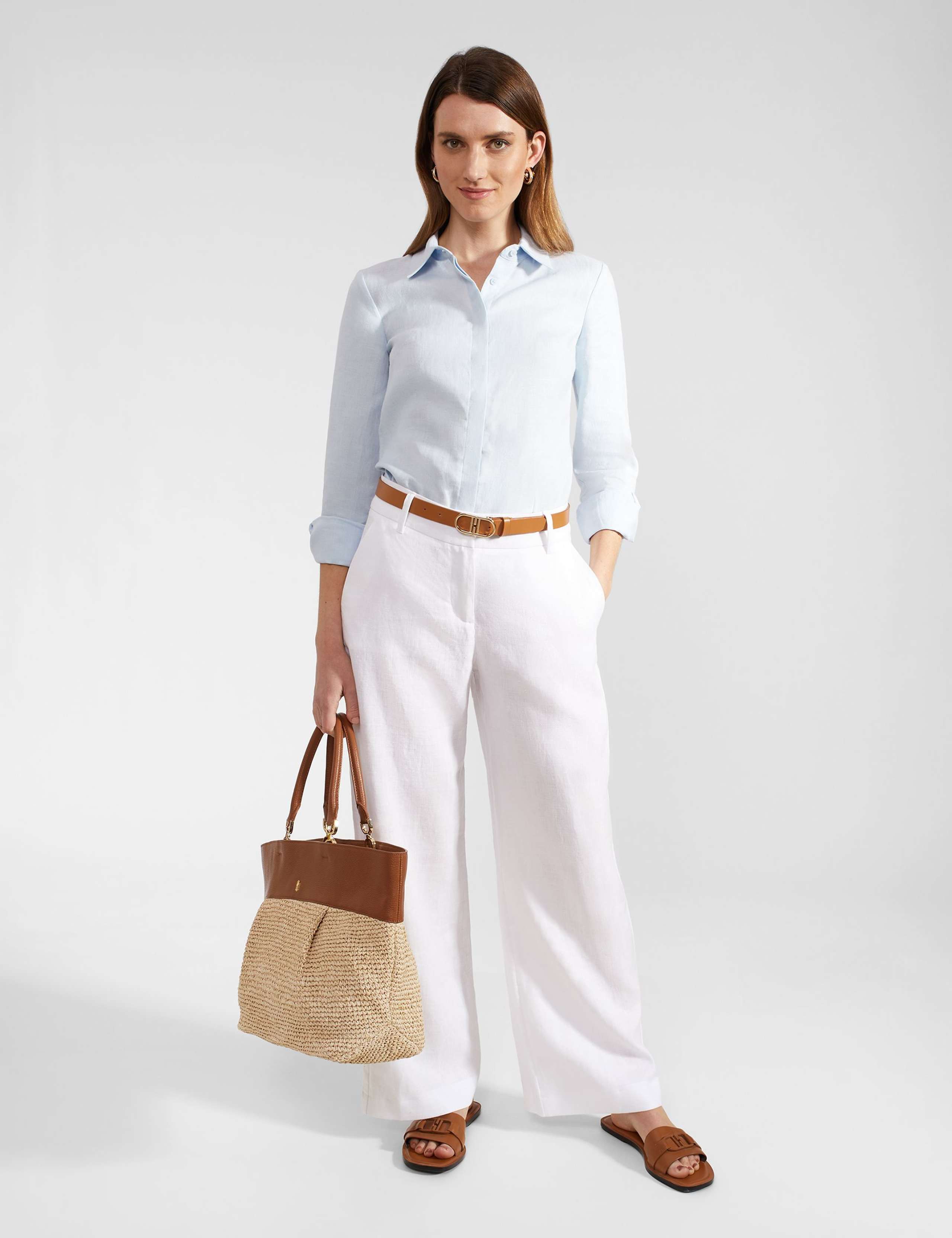 Pure Linen Wide Leg Trousers 3 of 7