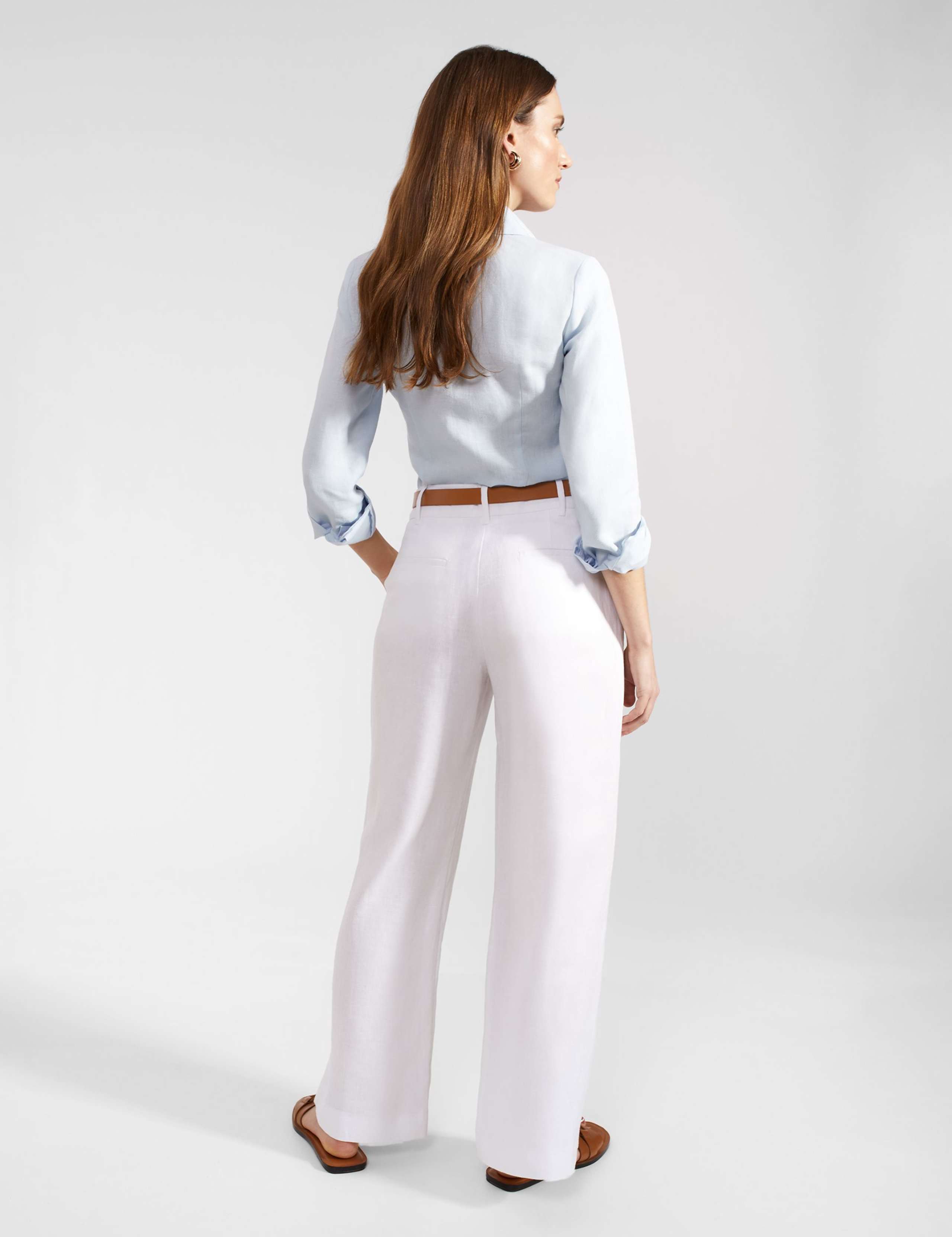 Pure Linen Wide Leg Trousers 5 of 7