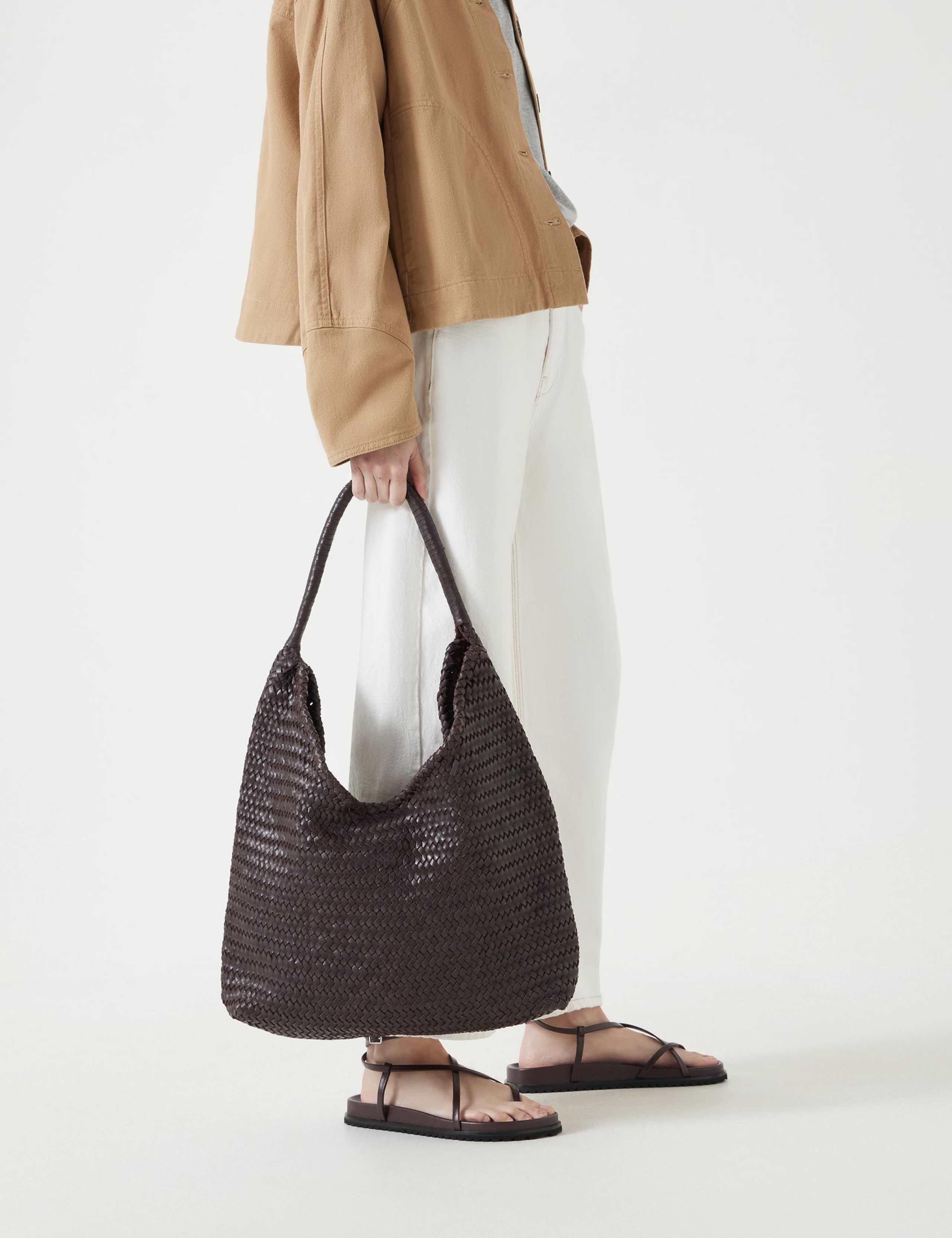 Leather Woven Tote Bag 3 of 6