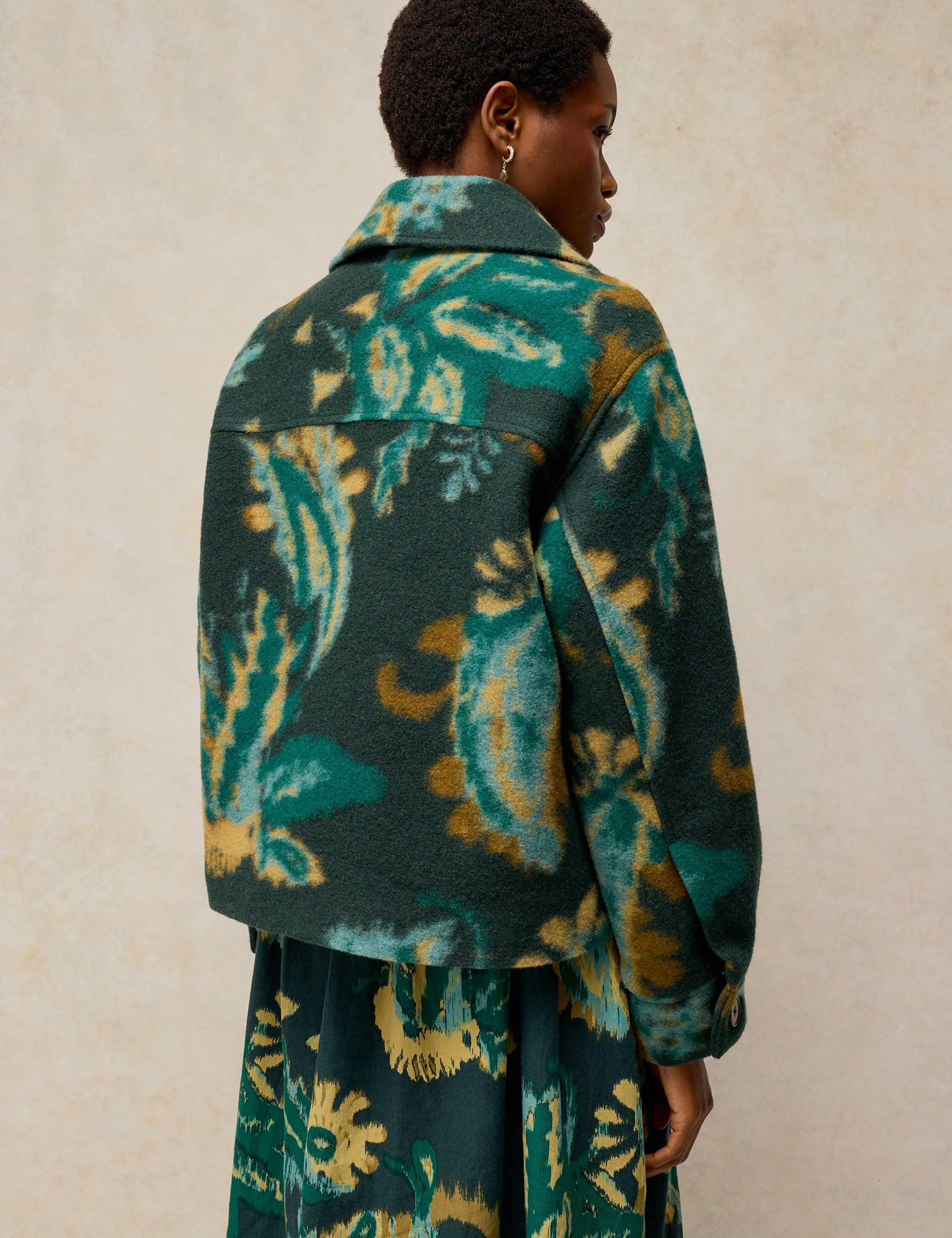 Wool Blend Patterned Collared Boxy Jacket 5 of 7