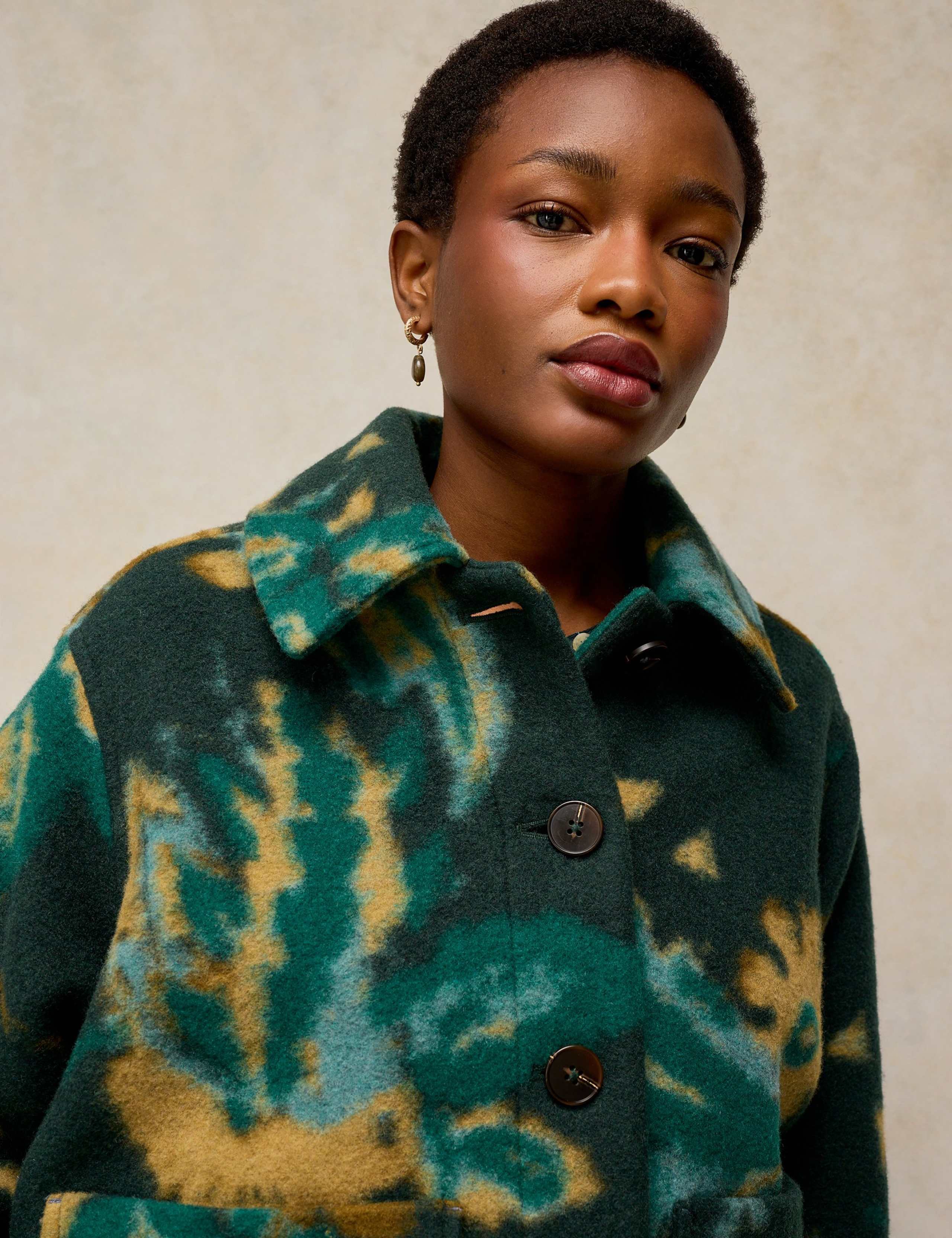 Wool Blend Patterned Collared Boxy Jacket 6 of 7