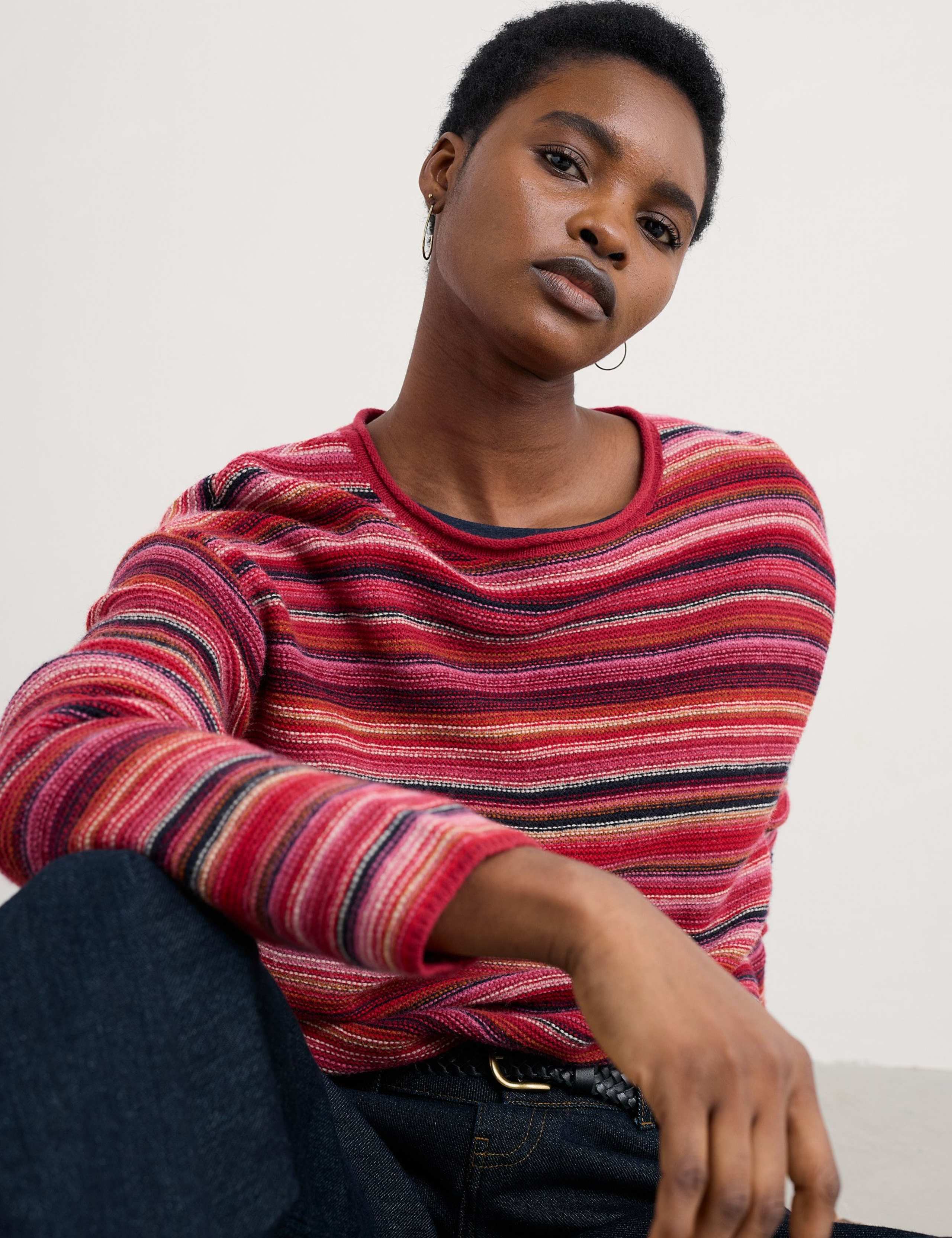 Merino Wool Rich Striped Oversized Jumper 4 of 5