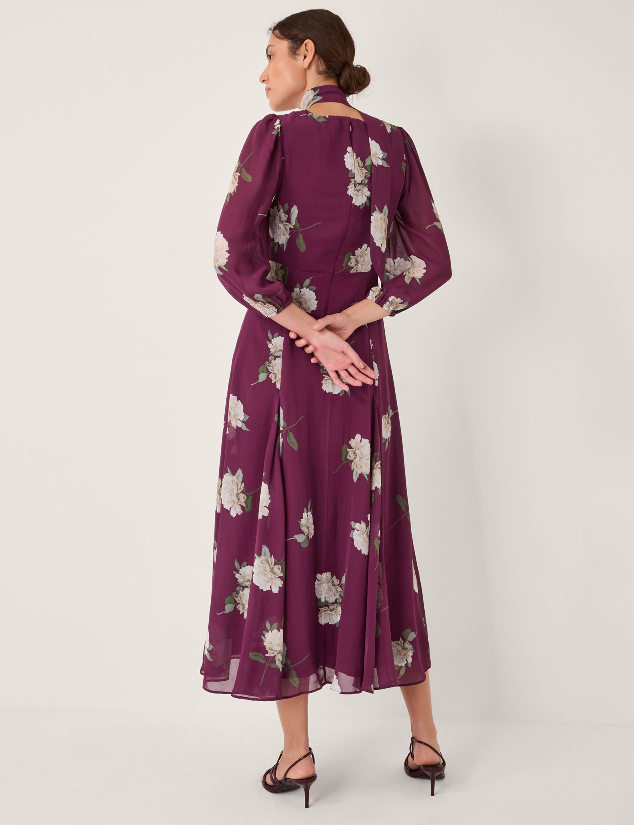 Floral Sweetheart Neckline Midi Tea Dress 3 of 4
