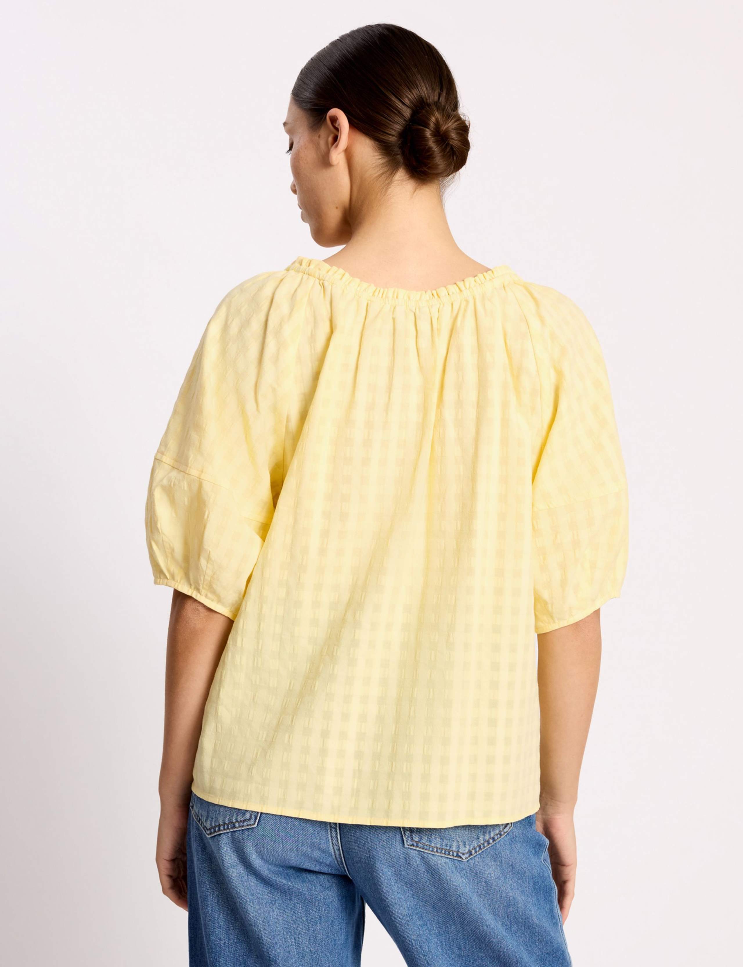 Pure Cotton Gingham Scoop Neck Top 3 of 4
