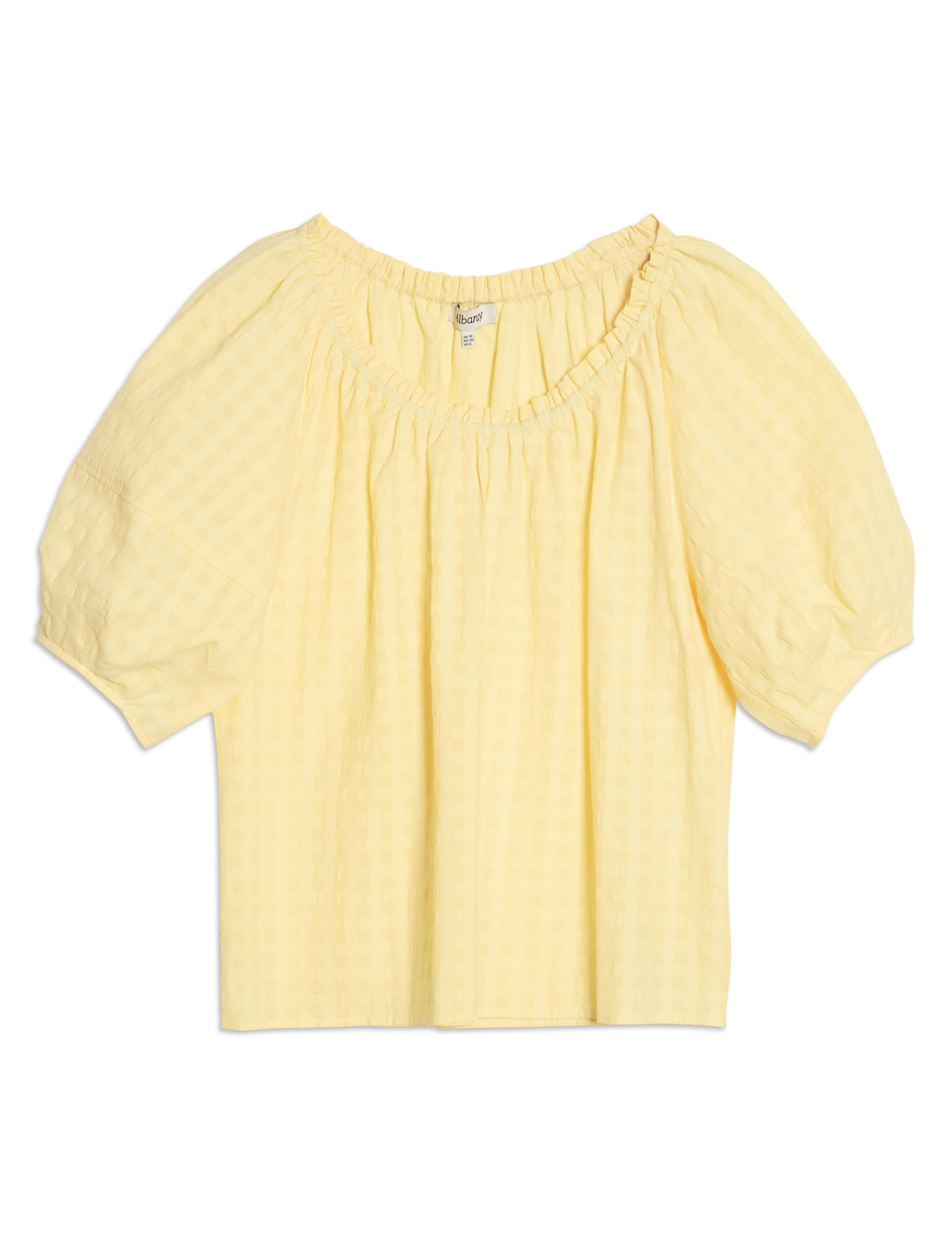 Pure Cotton Gingham Scoop Neck Top 2 of 4