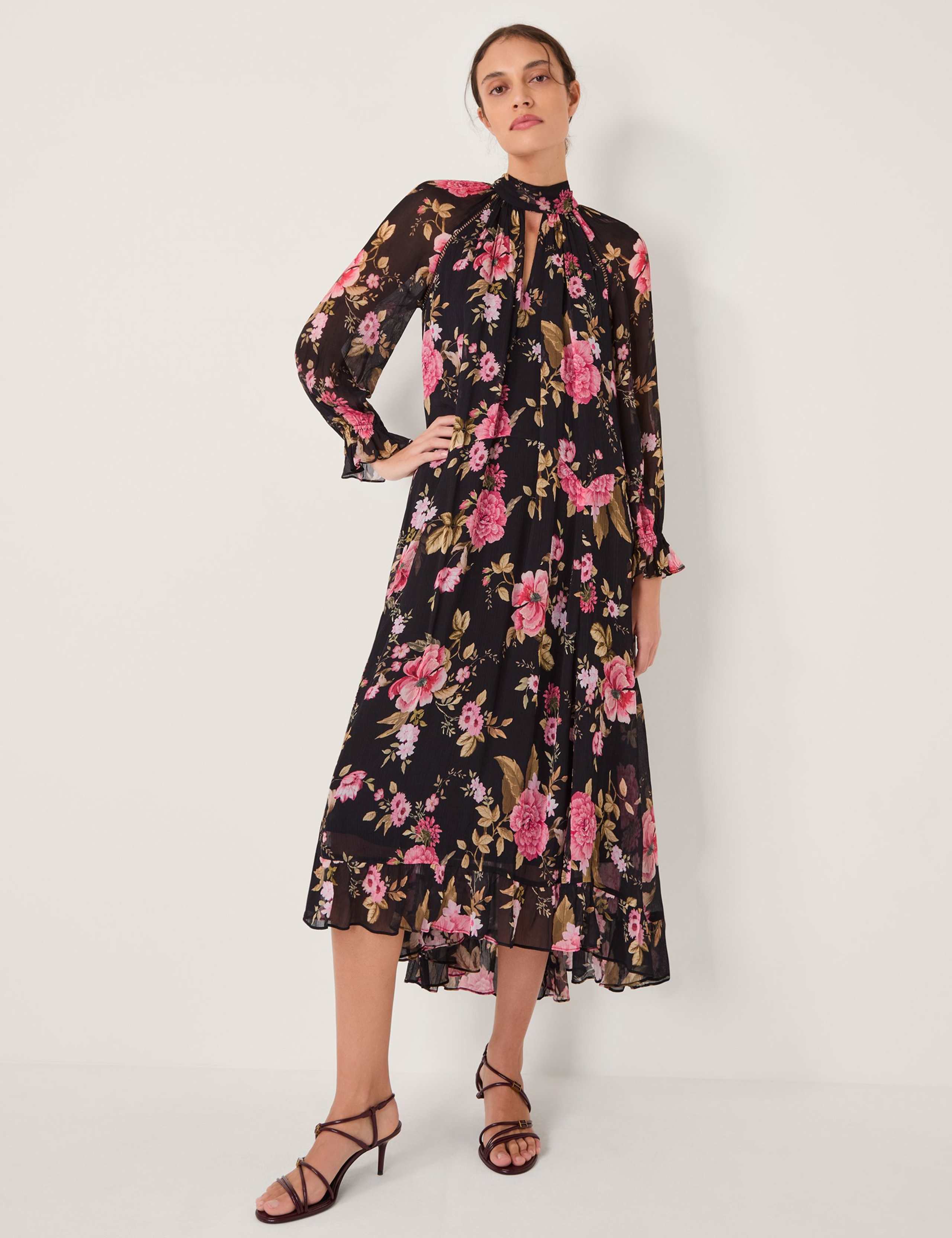 Floral High Neck Midi Trapeze Dress 3 of 5