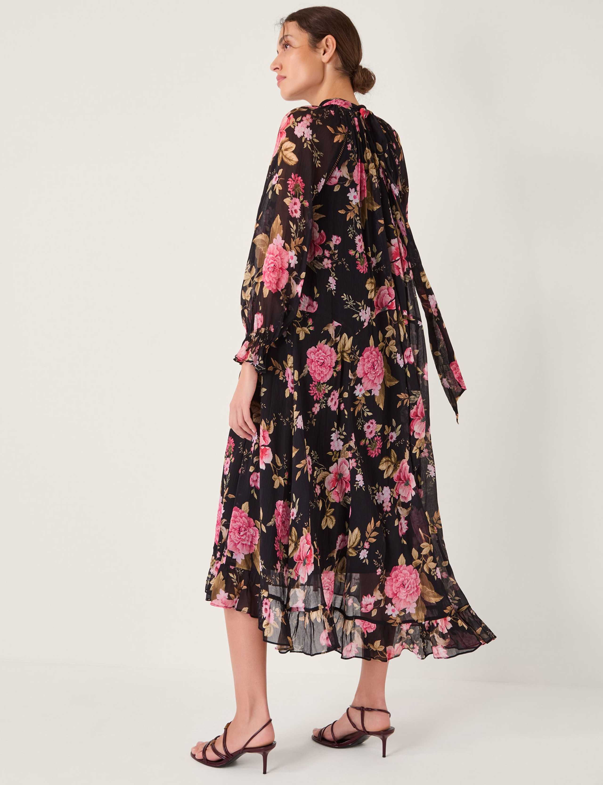 Floral High Neck Midi Trapeze Dress 4 of 5