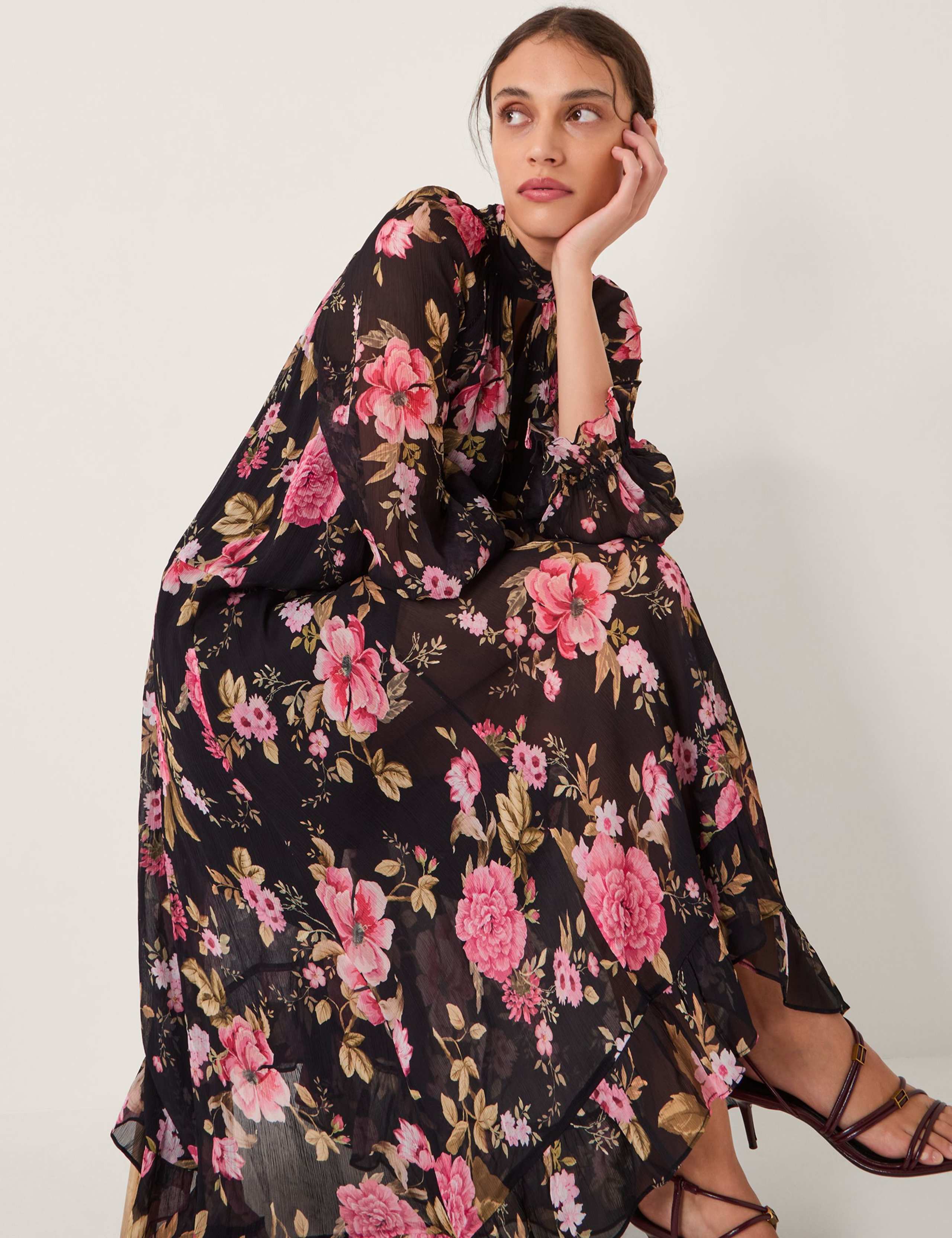 Floral High Neck Midi Trapeze Dress 5 of 5