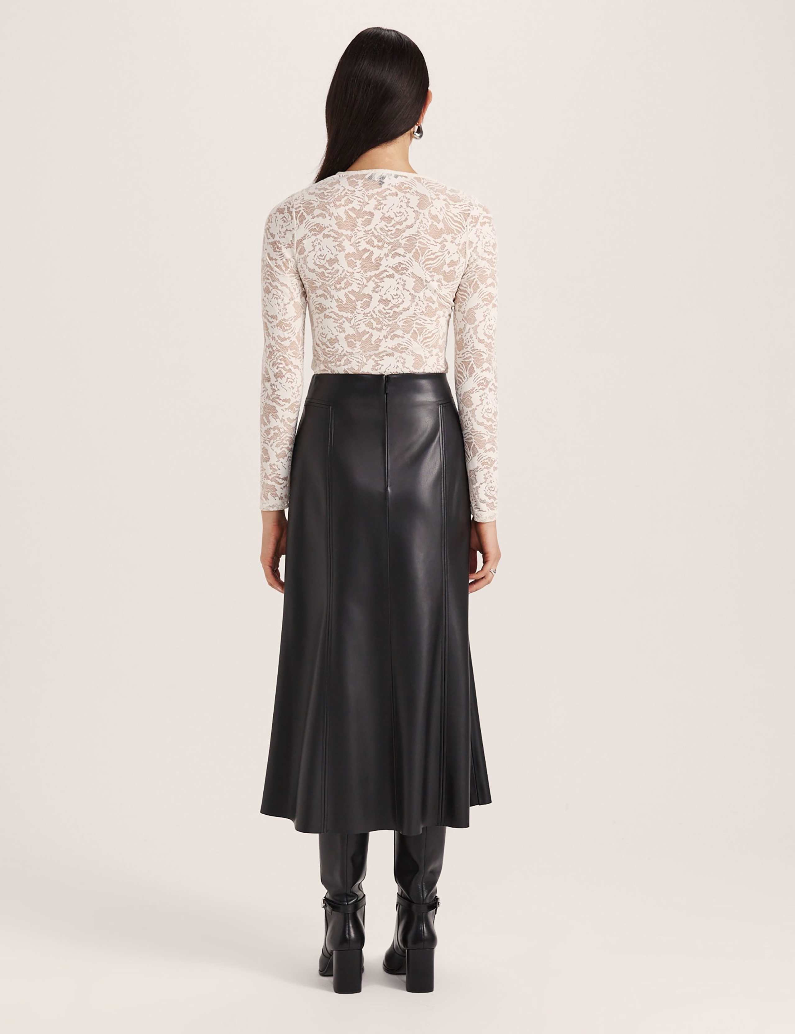 Lace Round Neck Long Sleeve Slim Fit Top 3 of 7