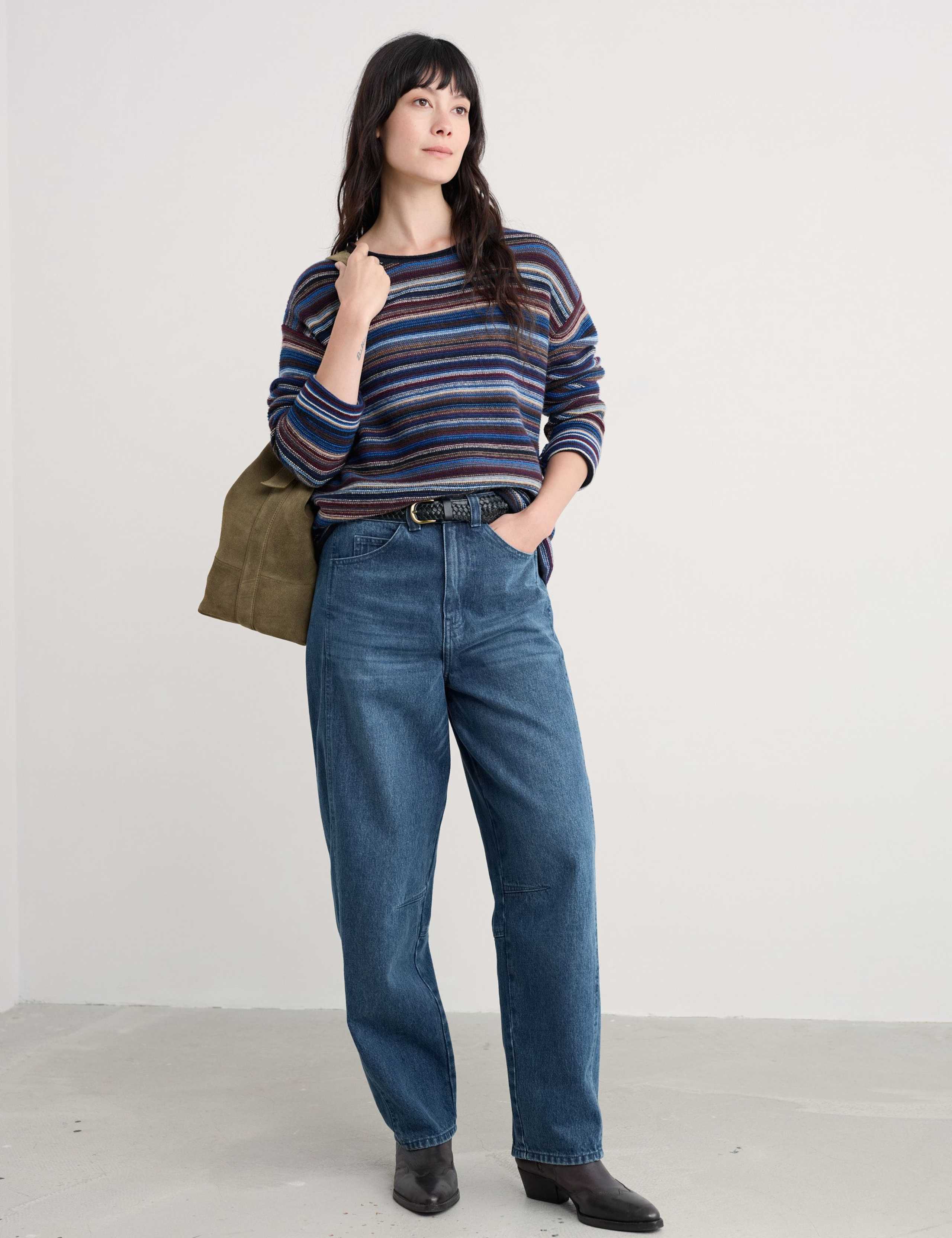 Merino Wool Rich Striped Oversized Jumper 1 of 5