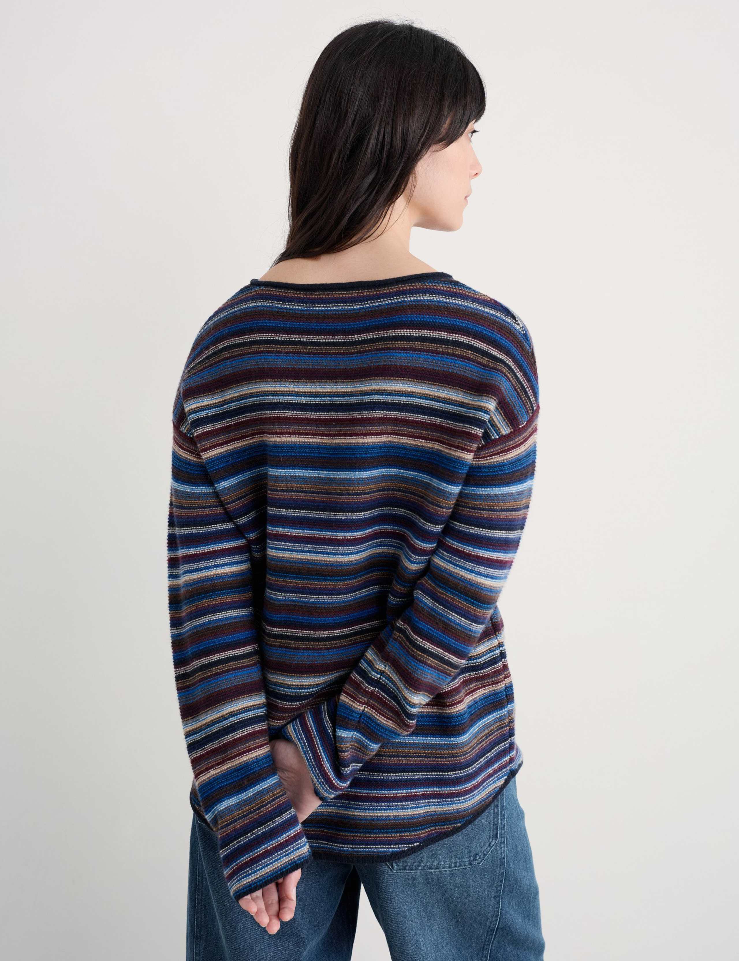 Merino Wool Rich Striped Oversized Jumper 3 of 5