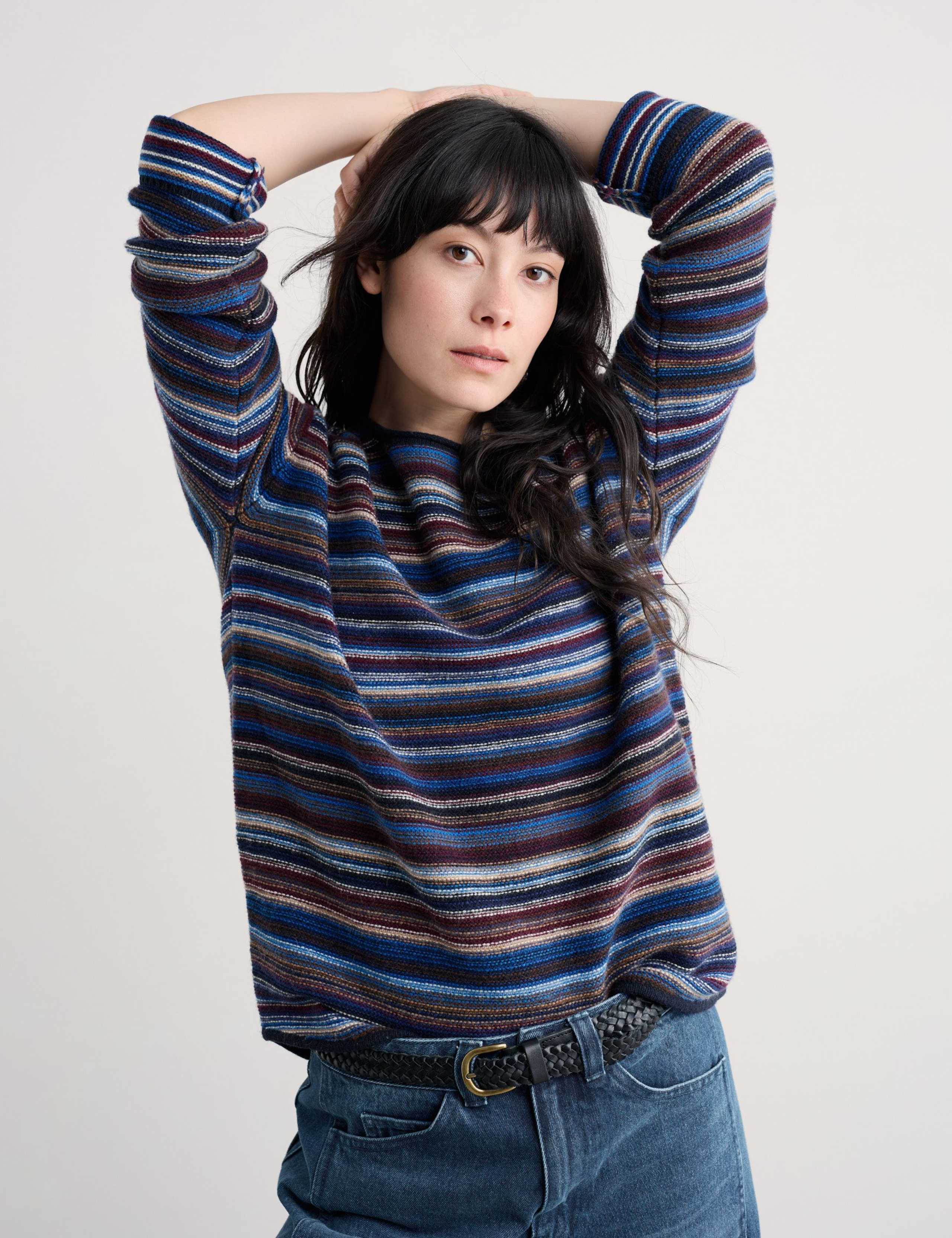 Merino Wool Rich Striped Oversized Jumper 4 of 5