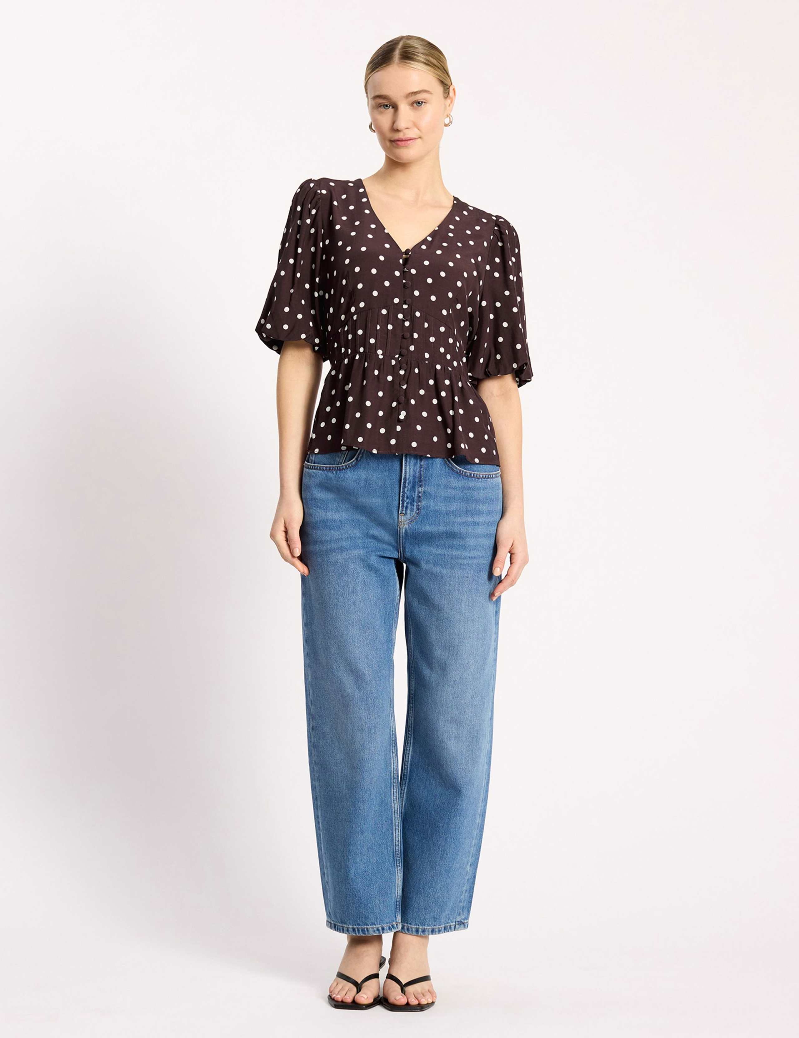 Polka Dot V-Neck Top 3 of 5
