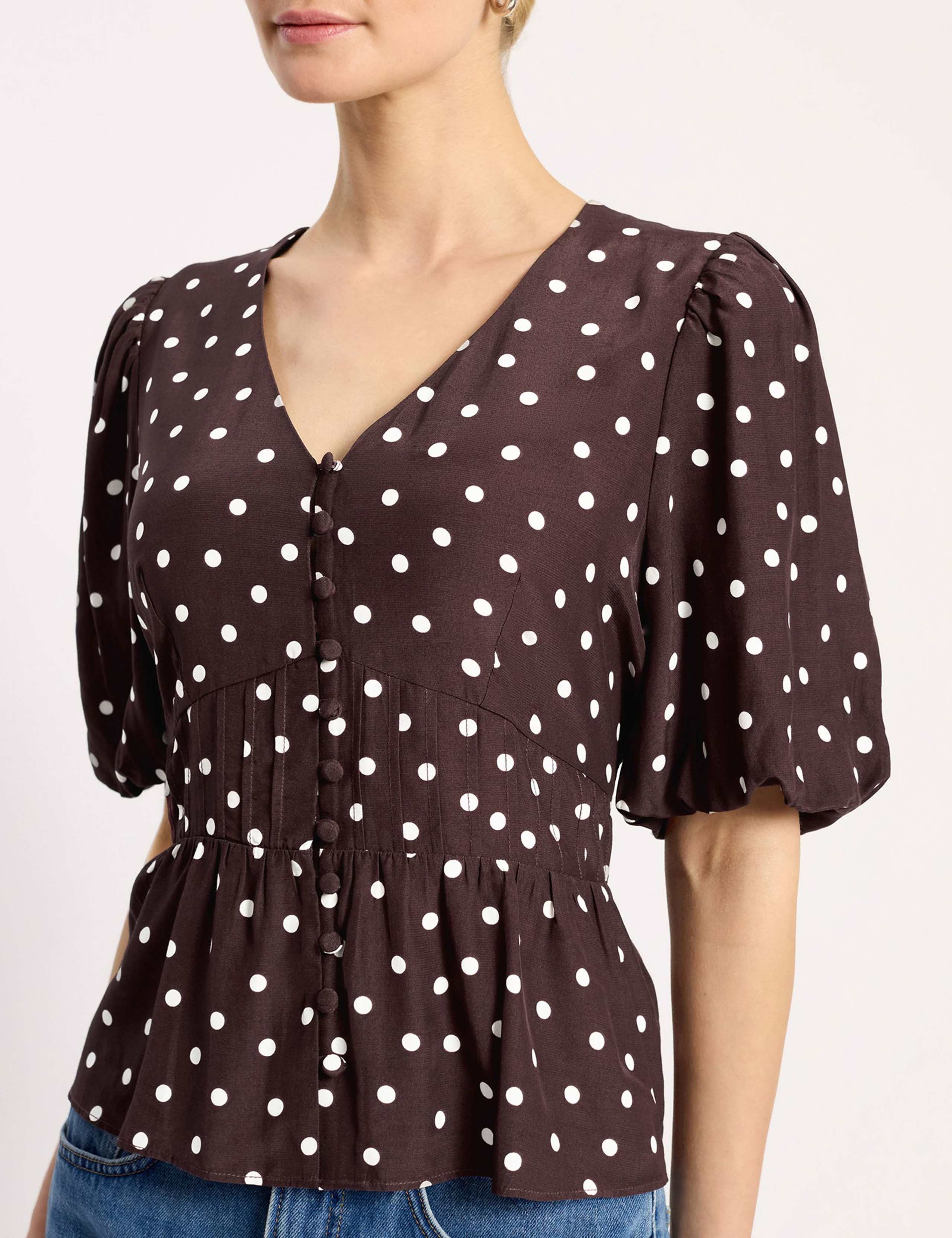 Polka Dot V-Neck Top 5 of 5