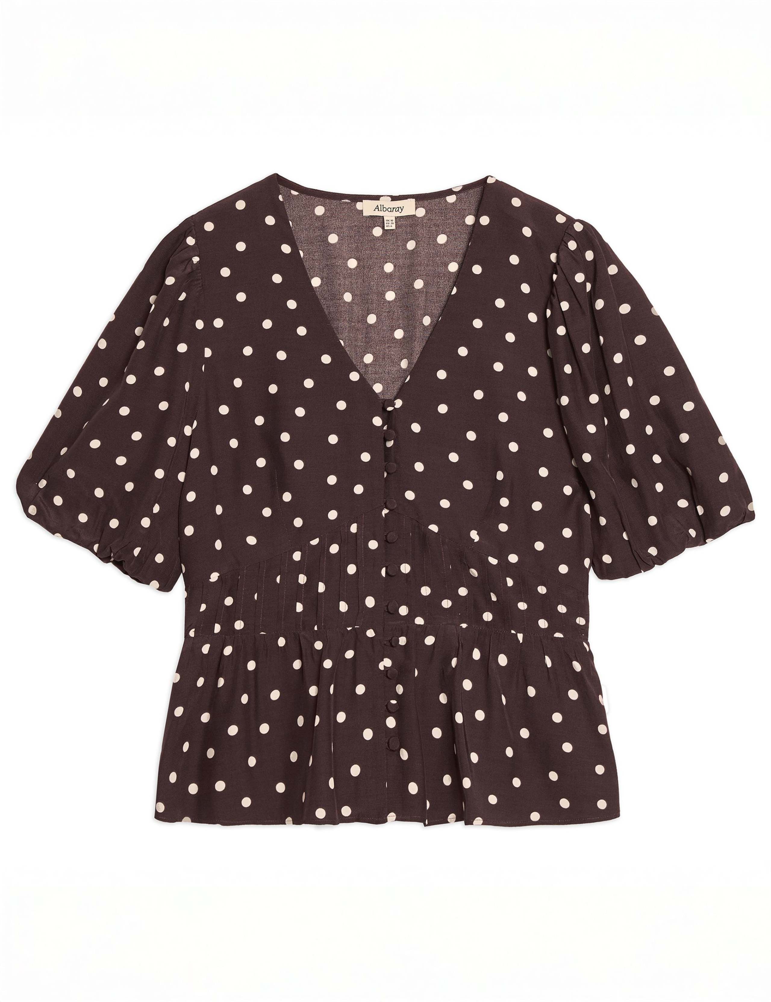 Polka Dot V-Neck Top 2 of 5