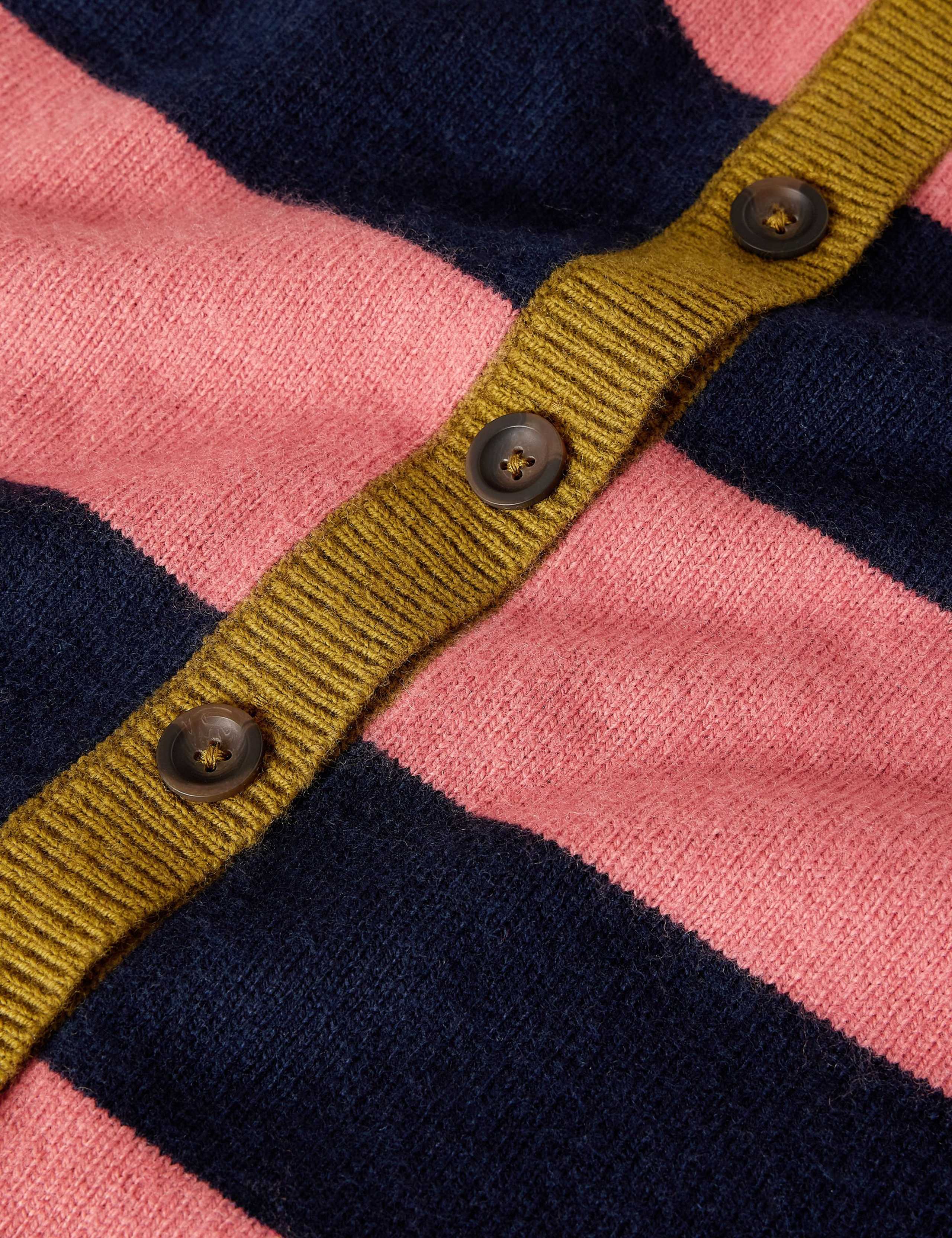 Wool Blend Striped Crew Neck Cardigan 6 of 6