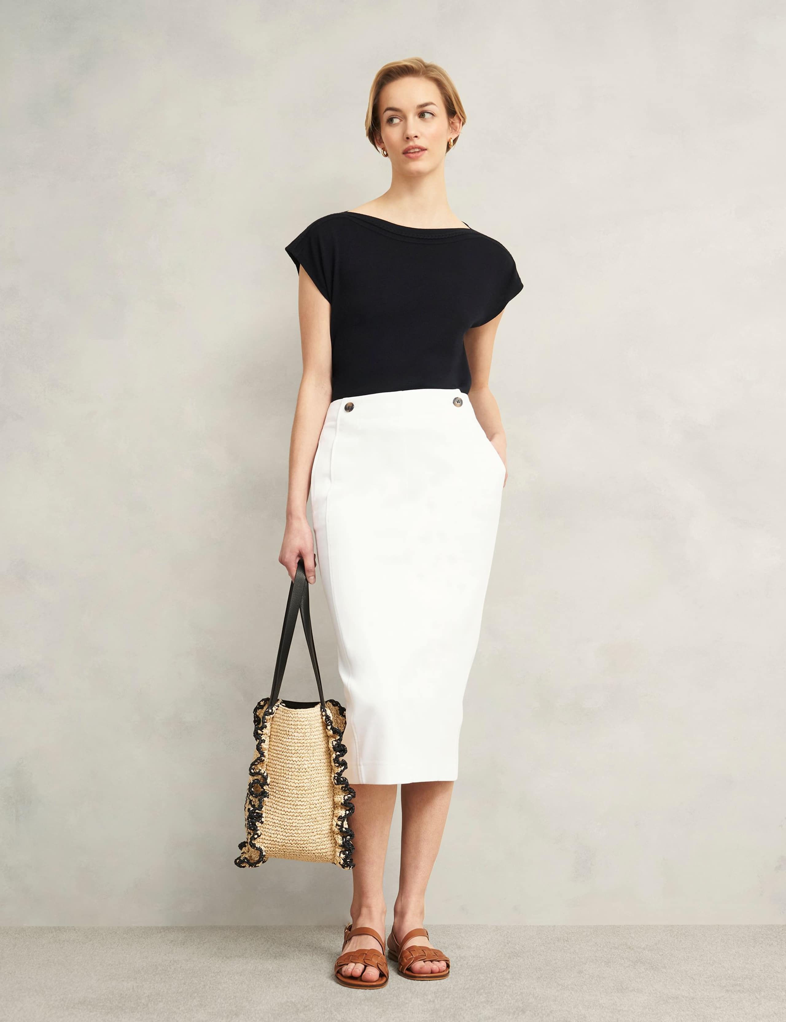 Kimmi Cotton Blend Denim Midi Pencil Skirt 3 of 7