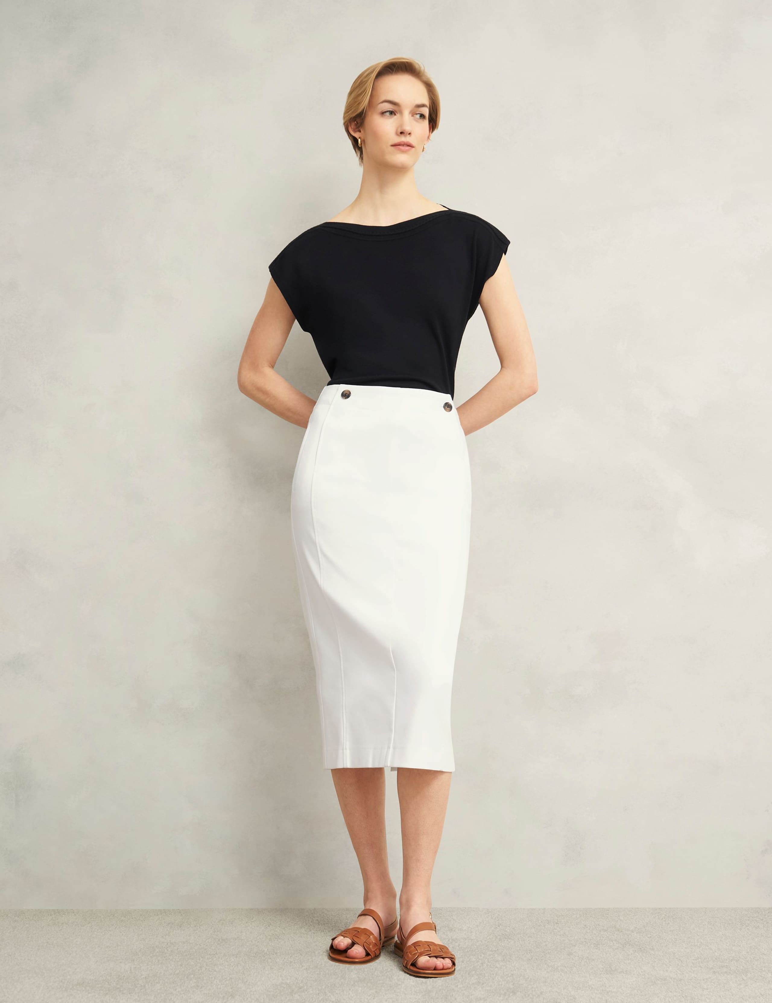 Kimmi Cotton Blend Denim Midi Pencil Skirt 4 of 7