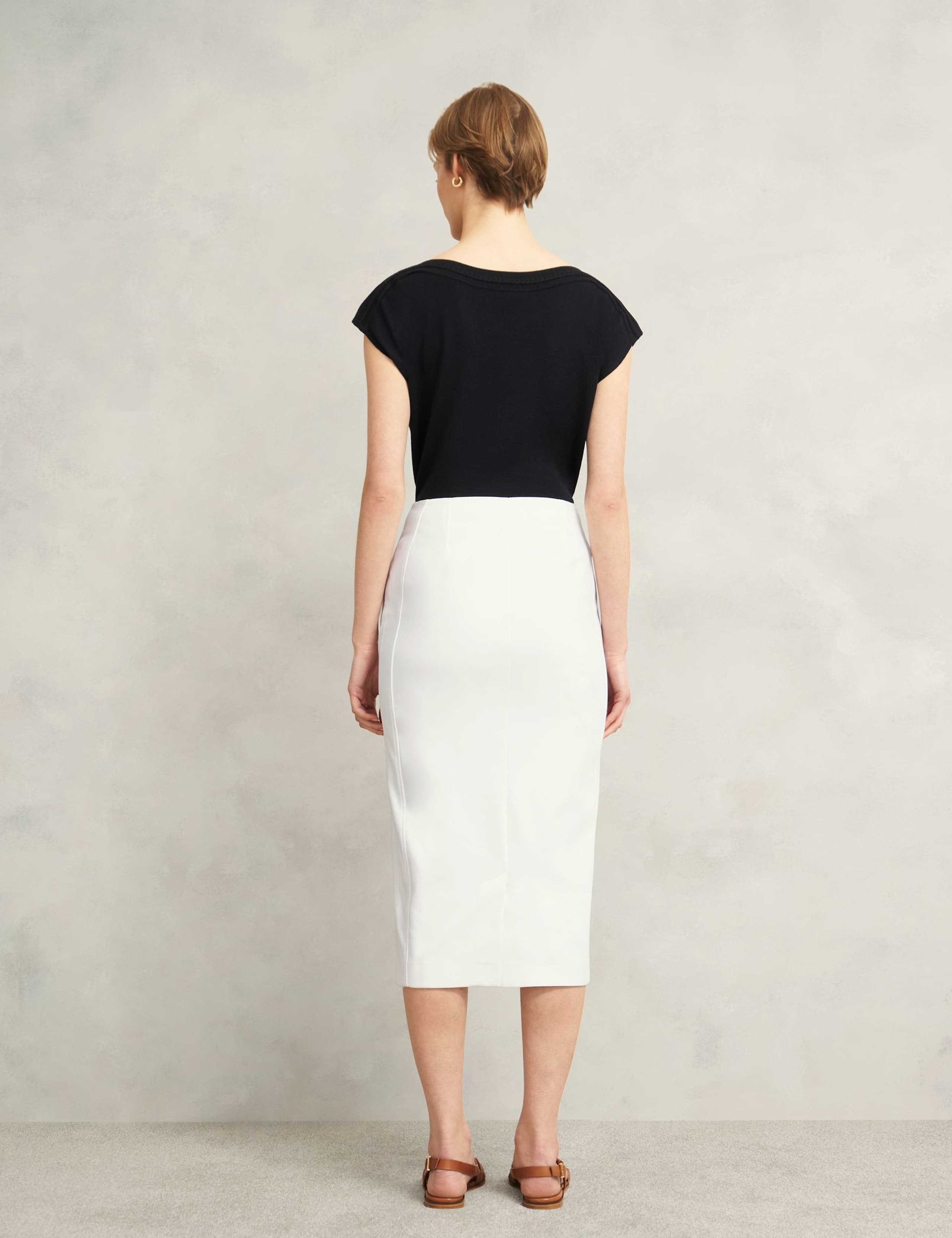 Kimmi Cotton Blend Denim Midi Pencil Skirt 5 of 7