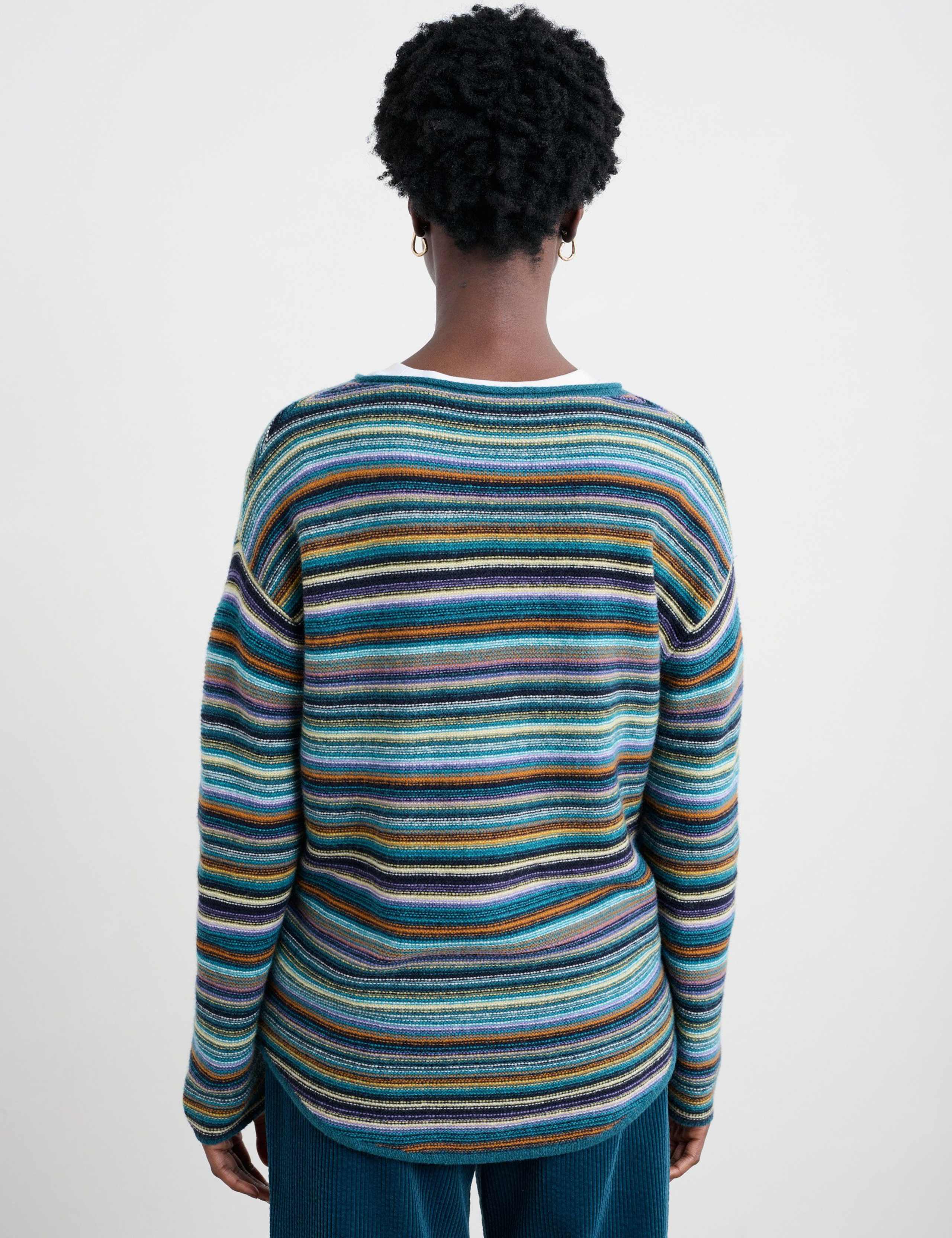 Merino Wool Rich Striped Oversized Jumper 3 of 6