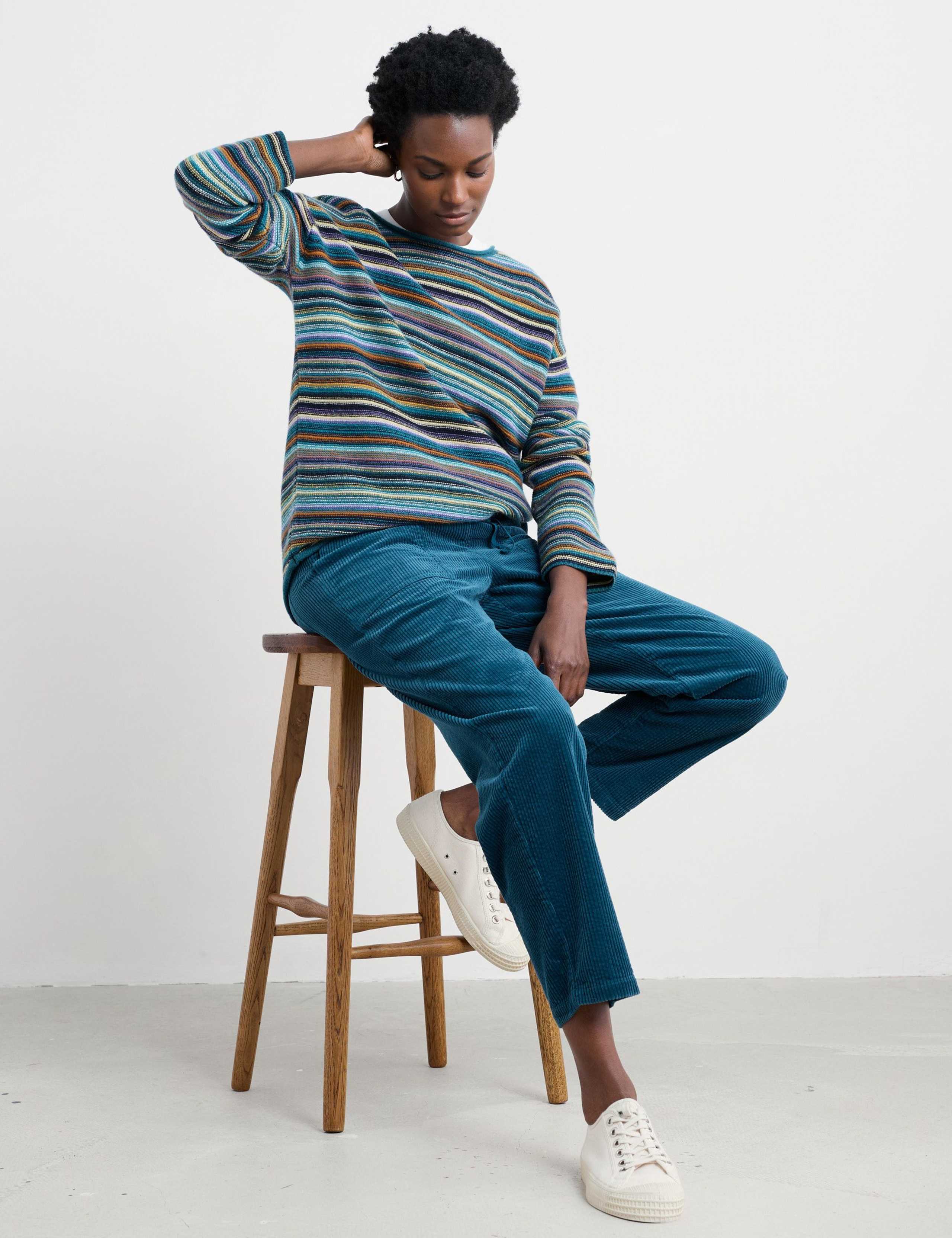 Merino Wool Rich Striped Oversized Jumper 4 of 6