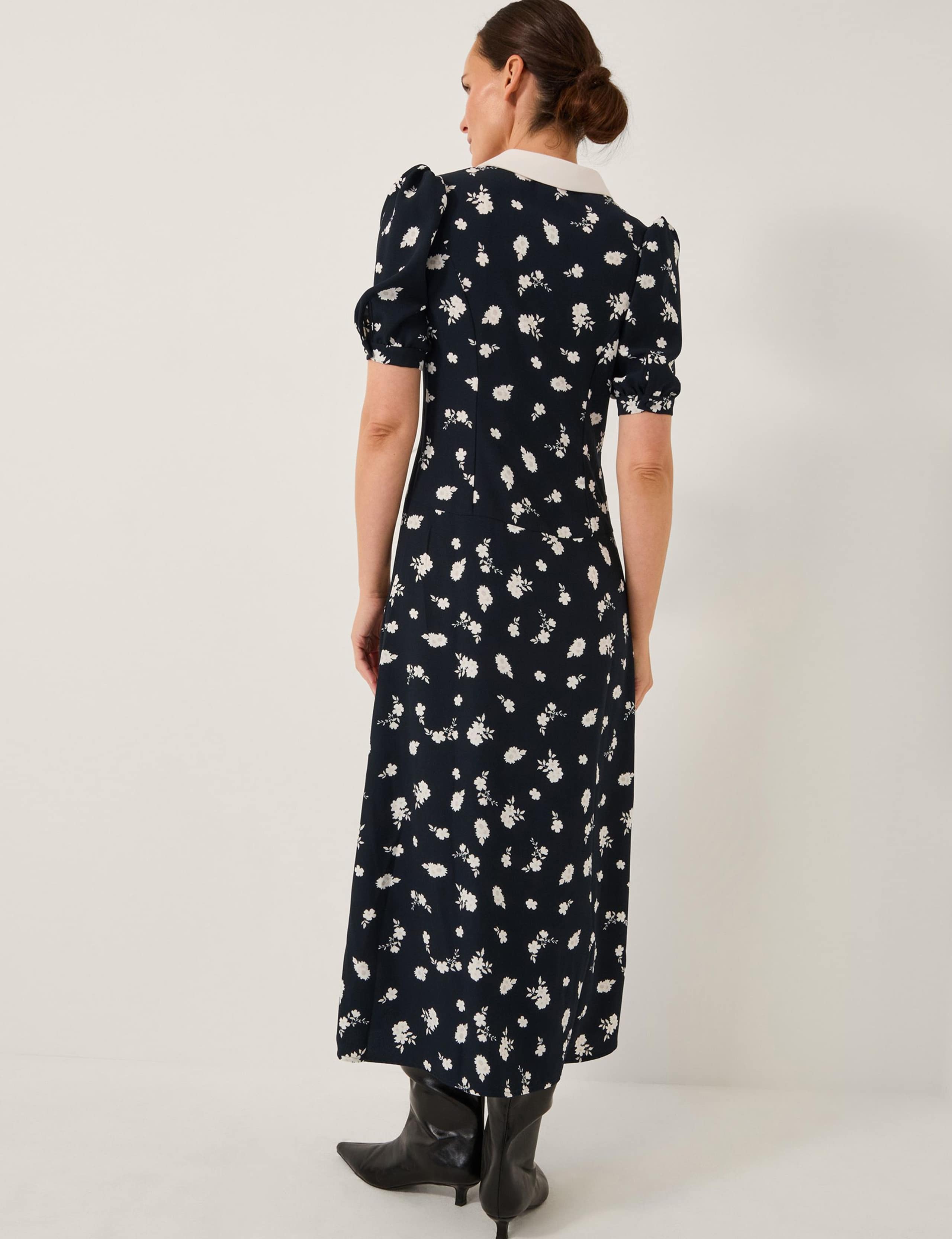 Floral Collared Bow Midi Tea Dress 2 of 4