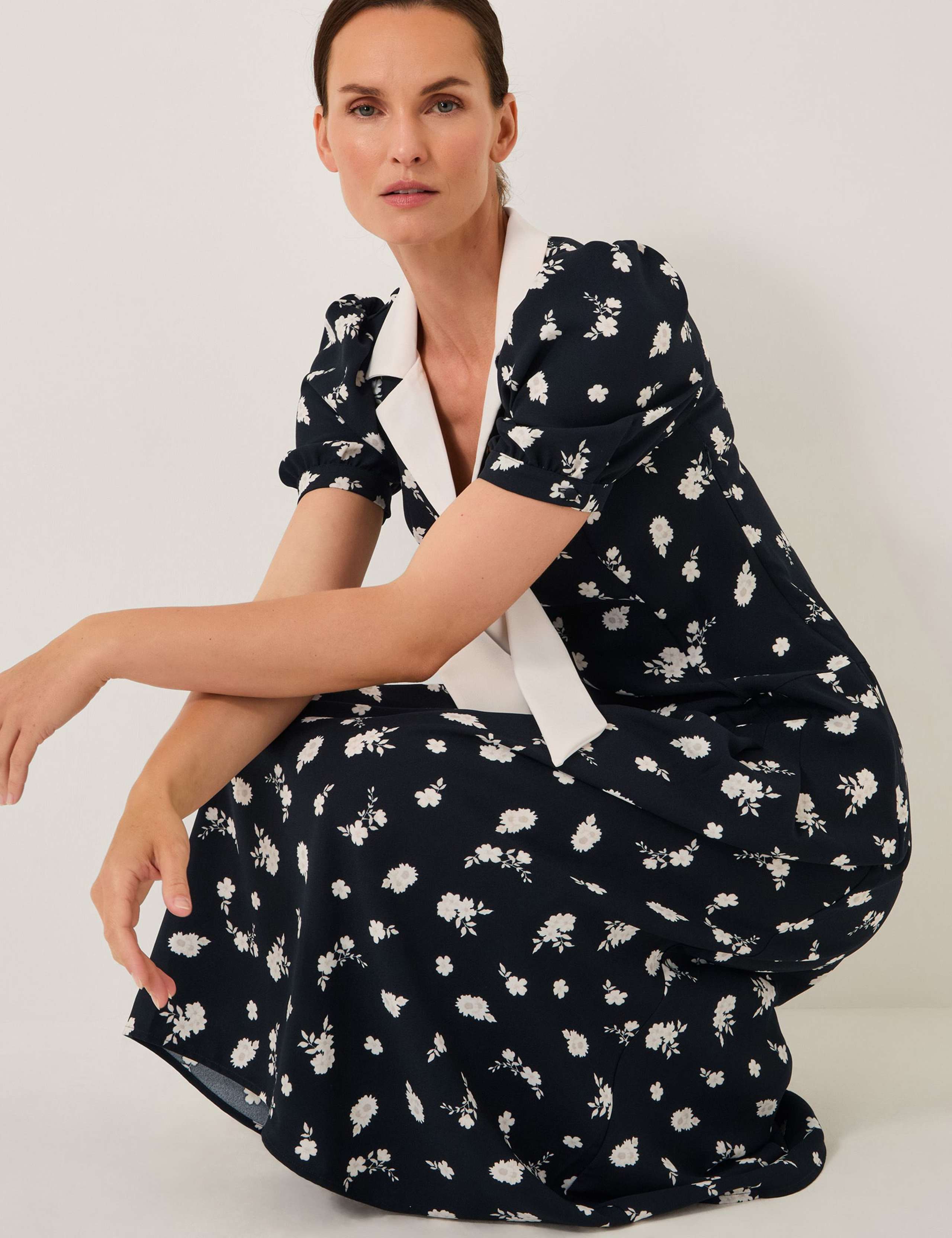 Floral Collared Bow Midi Tea Dress 3 of 4