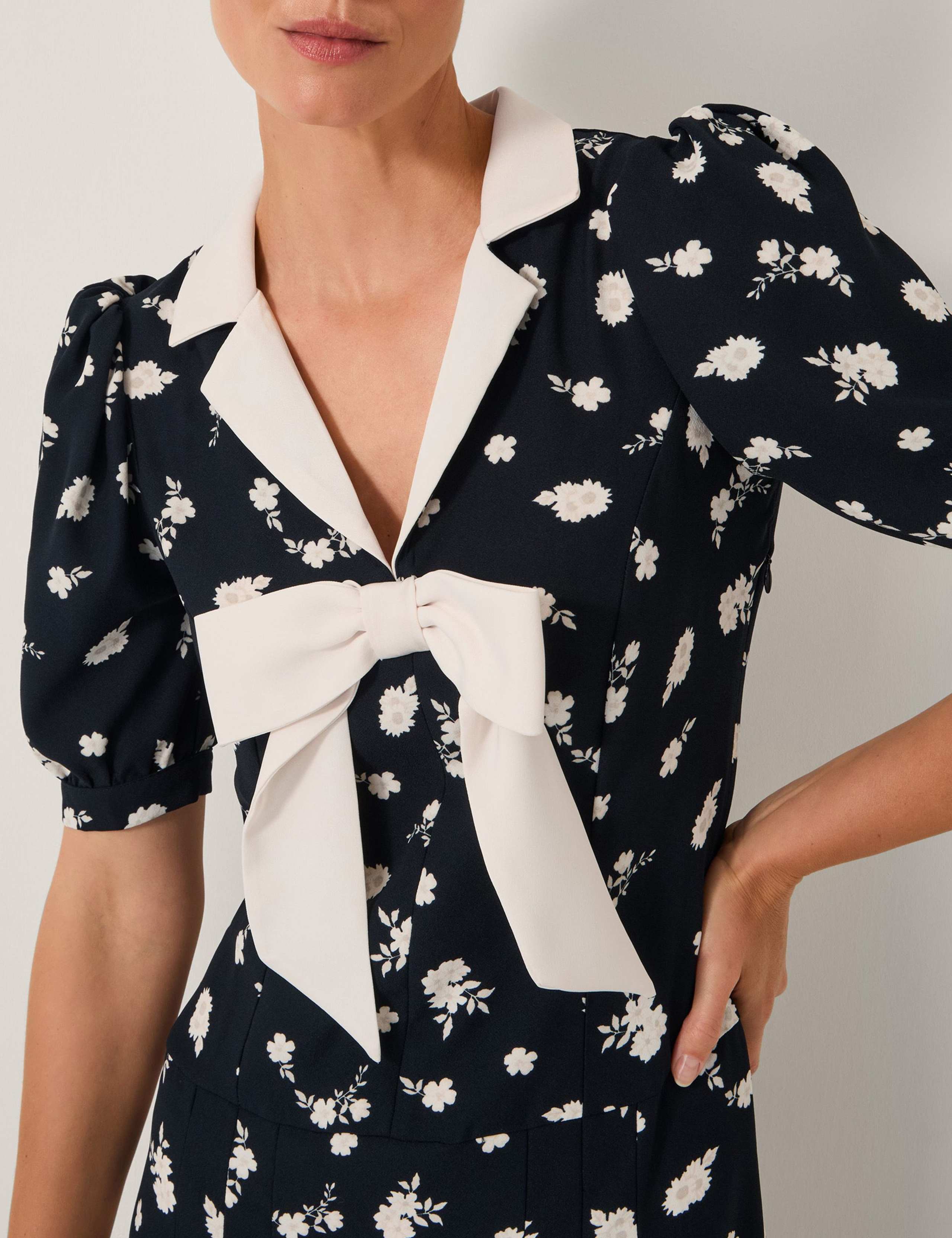 Floral Collared Bow Midi Tea Dress 4 of 4