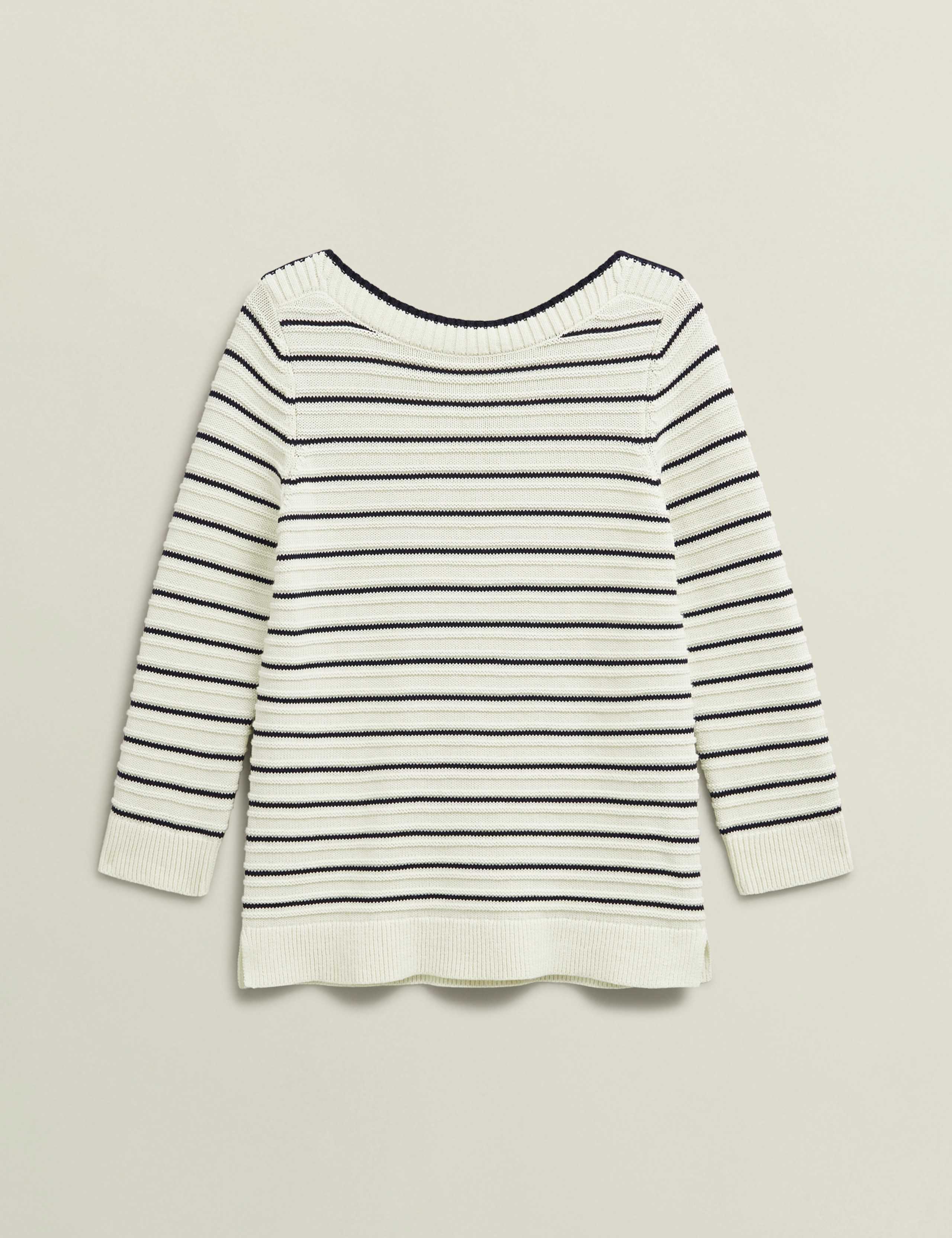 Pure Cotton Striped Textured Jumper 2 of 8