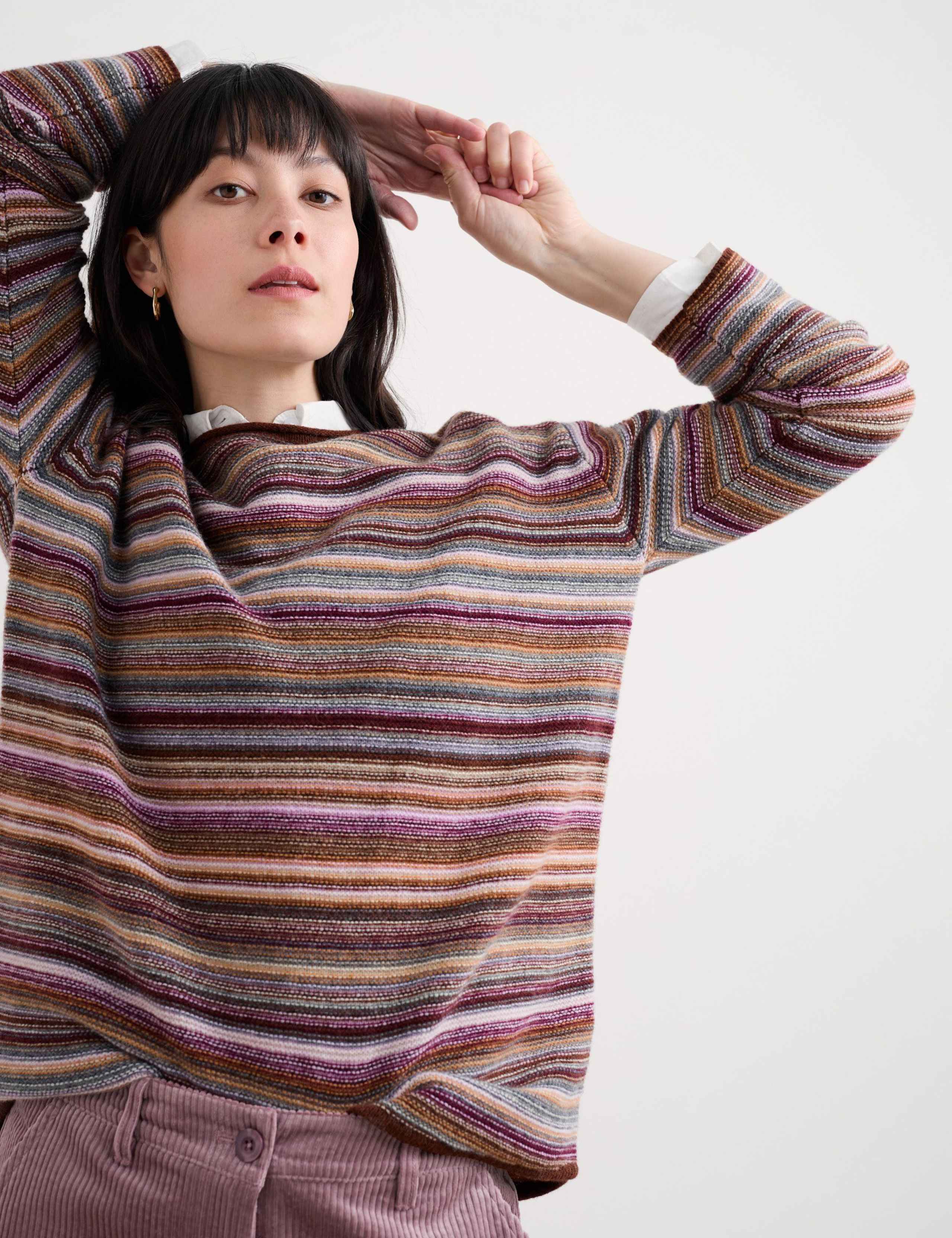 Merino Wool Rich Striped Oversized Jumper 4 of 5