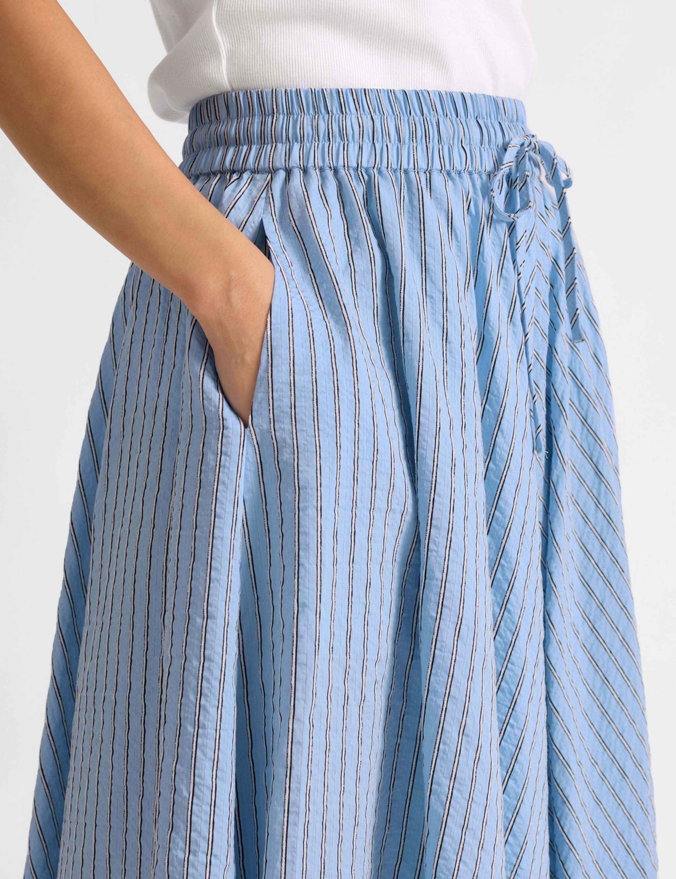 Textured Striped Midi A-Line Skirt 3 of 4