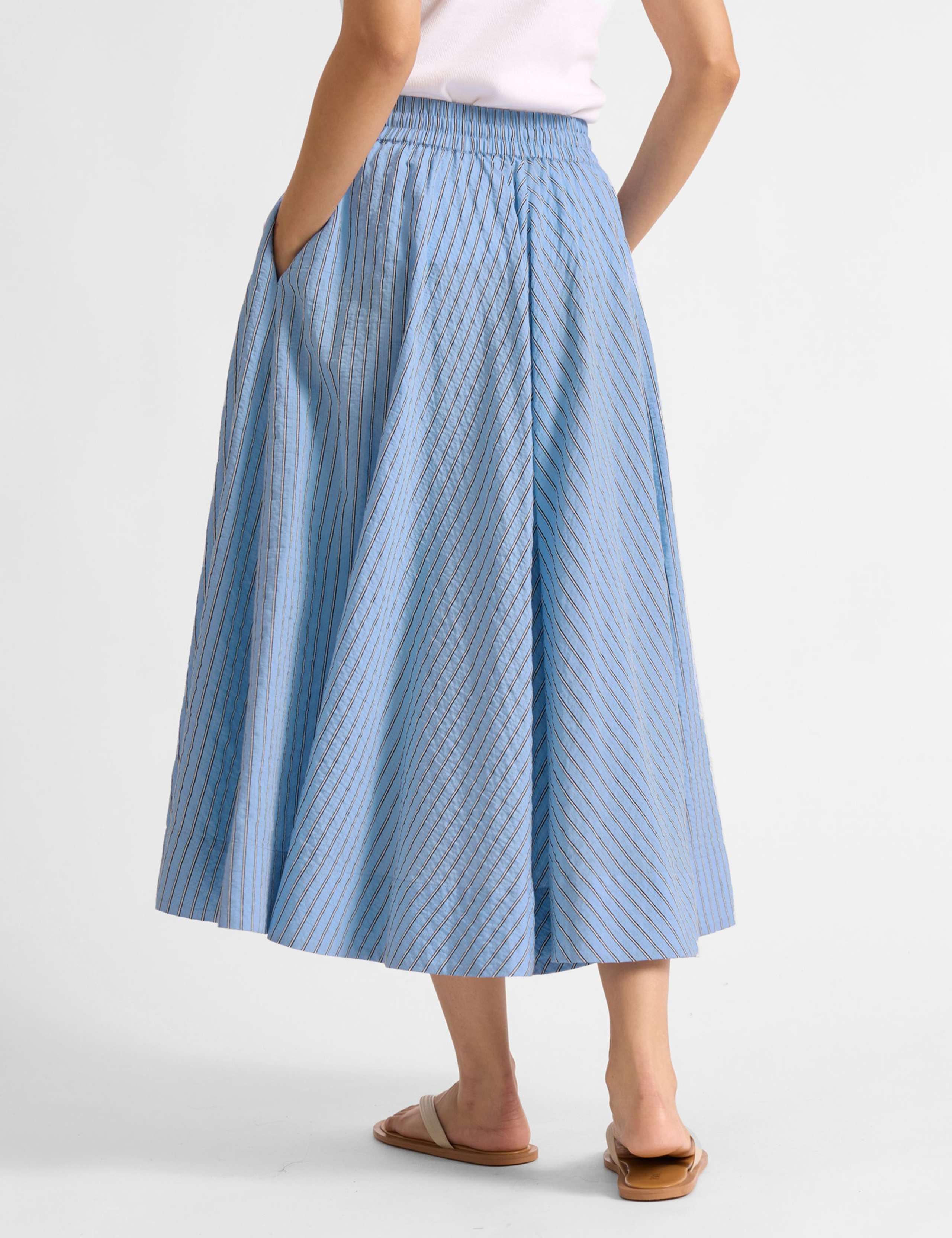 Textured Striped Midi A-Line Skirt 4 of 4