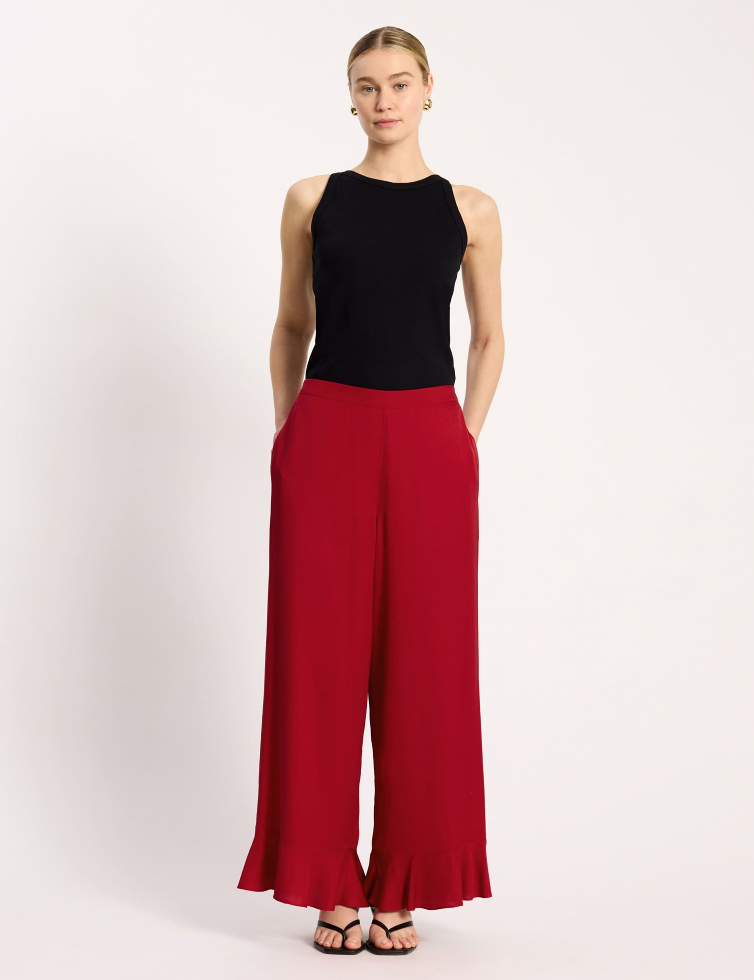 Elasticated Waist Wide Leg Flared Trousers 3 of 5