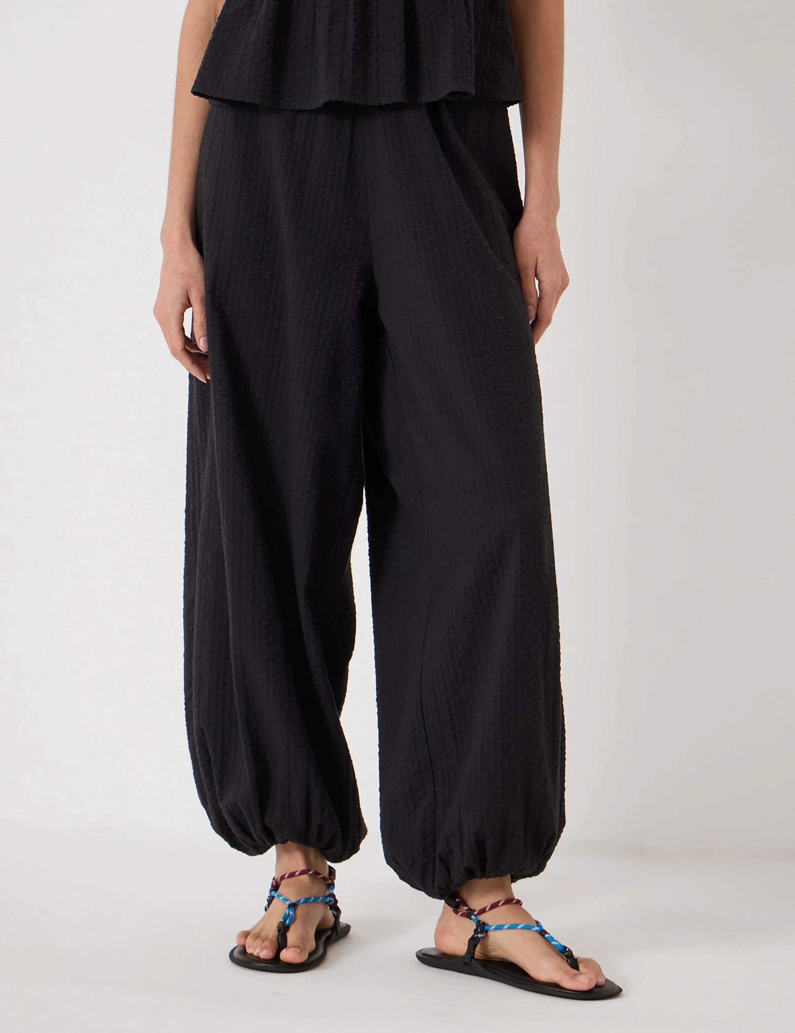 Pure Cotton Seersucker Balloon Trousers 3 of 6