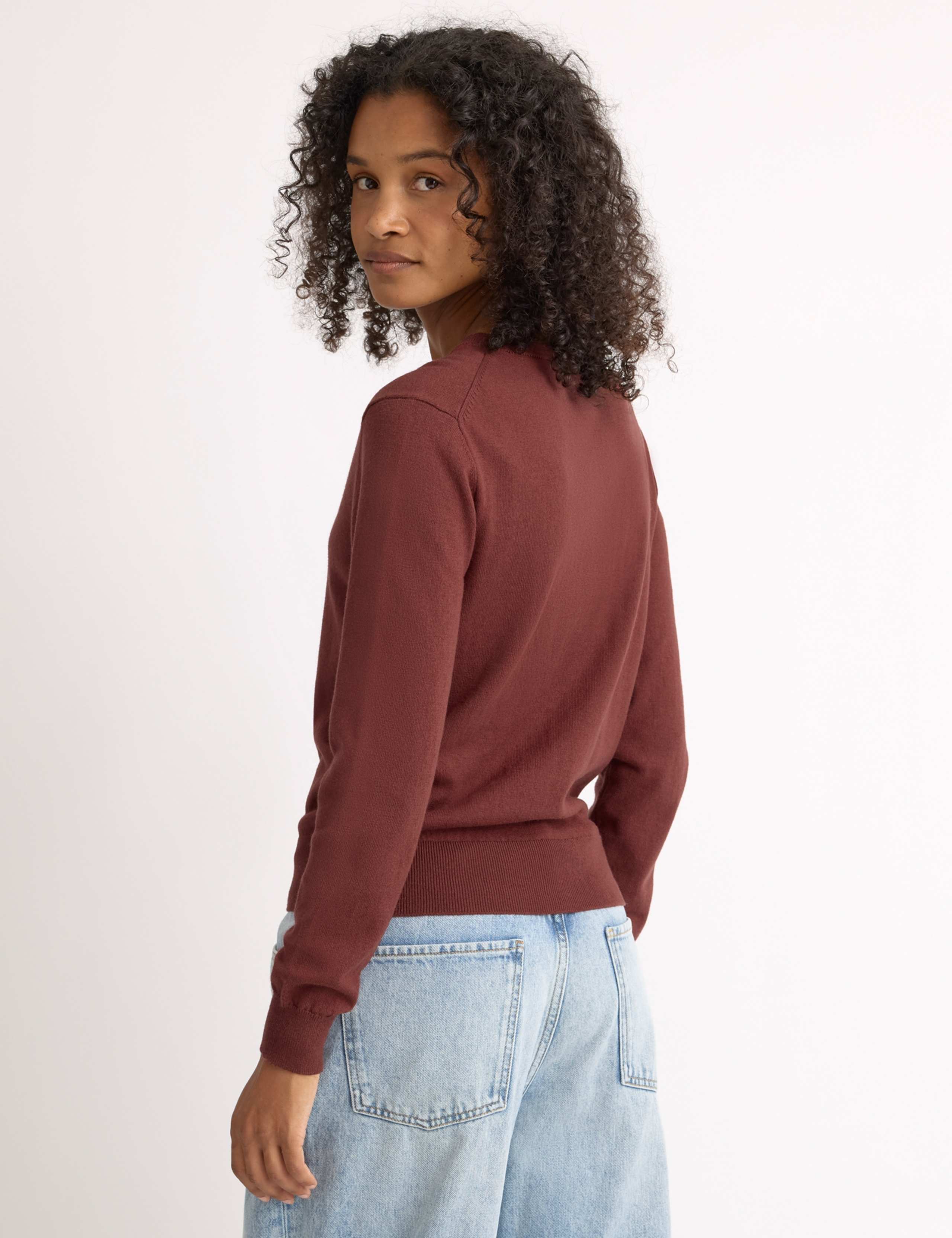 Cotton Blend V-Neck Jumper with Wool 4 of 4