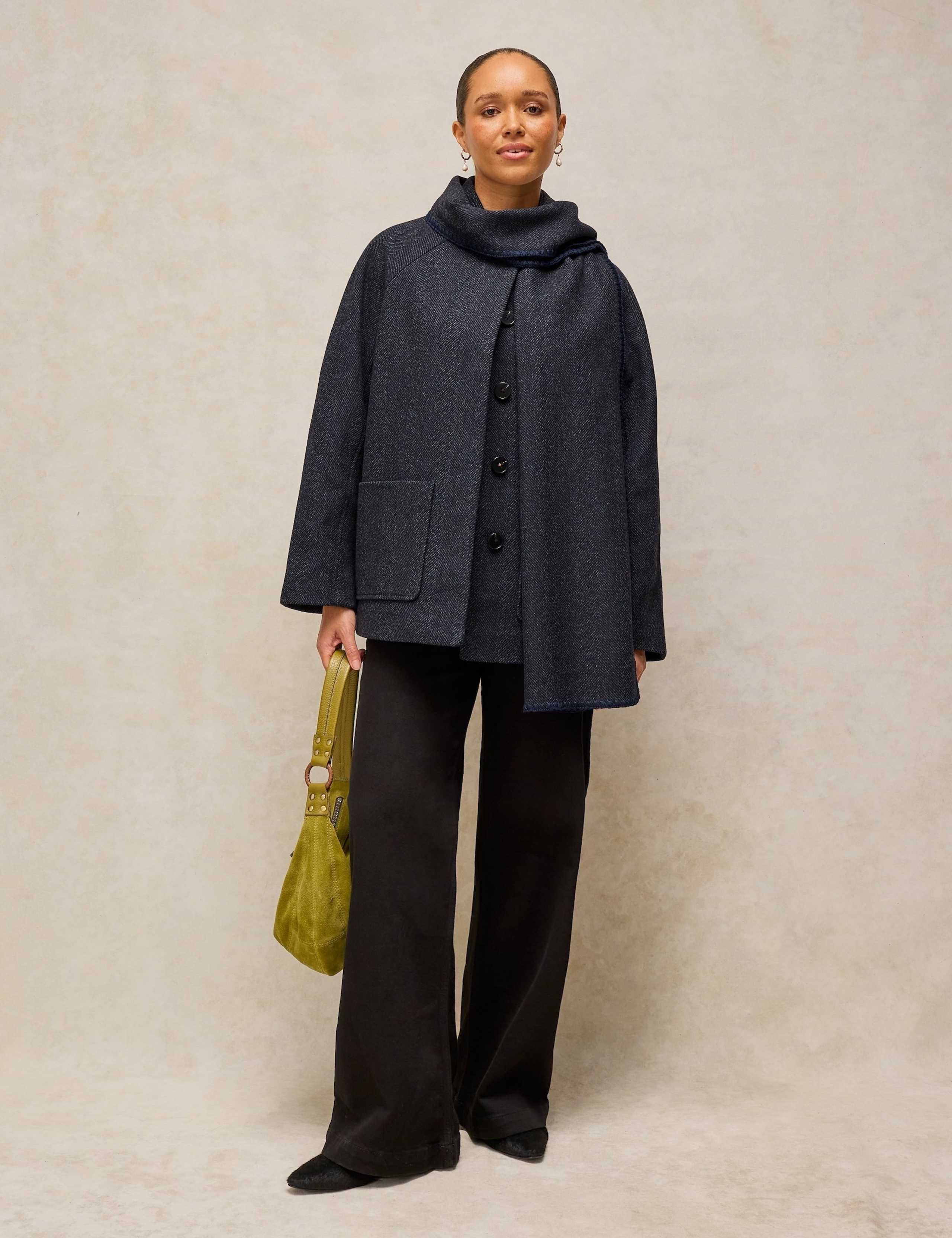 Frankie Wool Blend Button-Off Scarf Coat 3 of 7