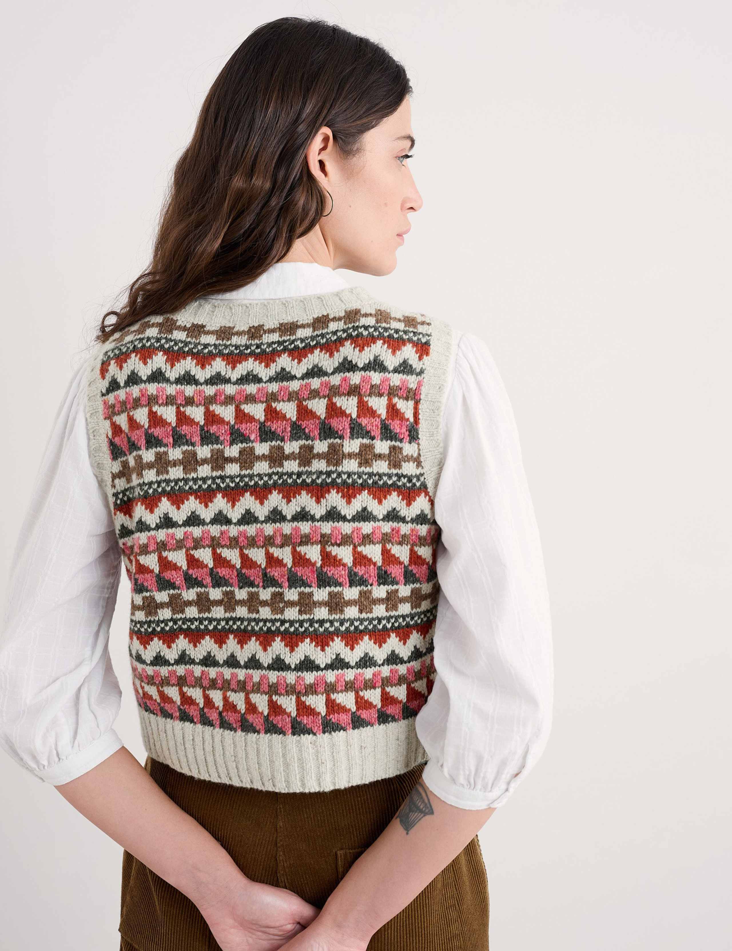Merino Wool Rich Fairisle Knitted Vest 3 of 6