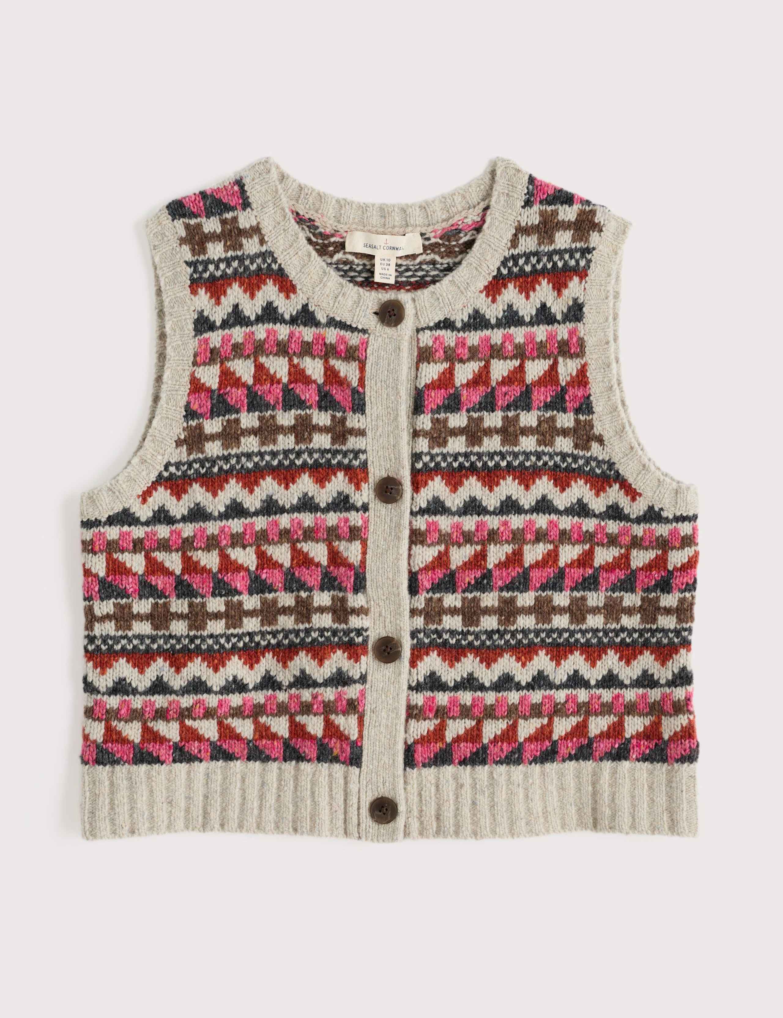 Merino Wool Rich Fairisle Knitted Vest 2 of 6
