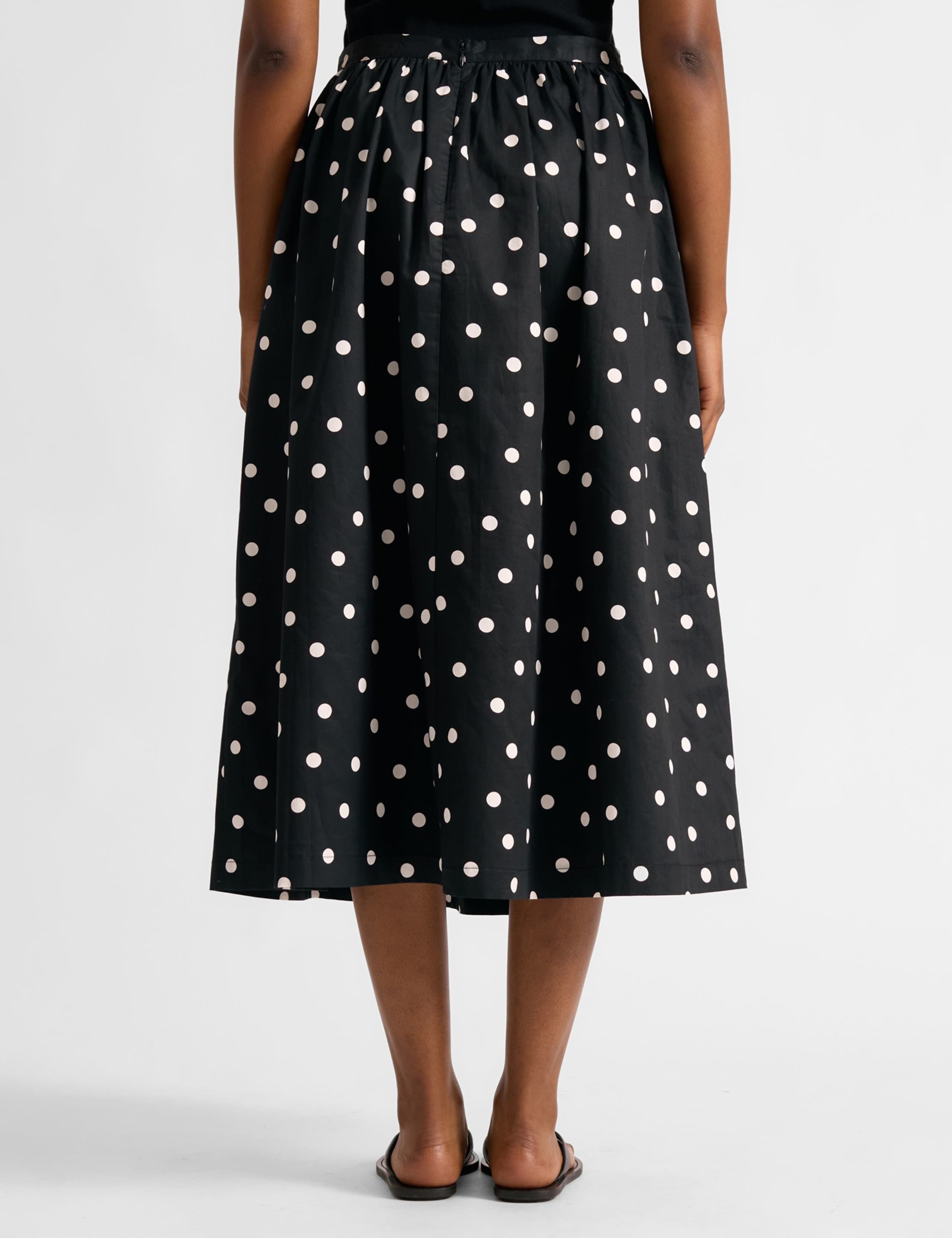 Pure Cotton Polka Dot Midi A-Line Skirt 4 of 5