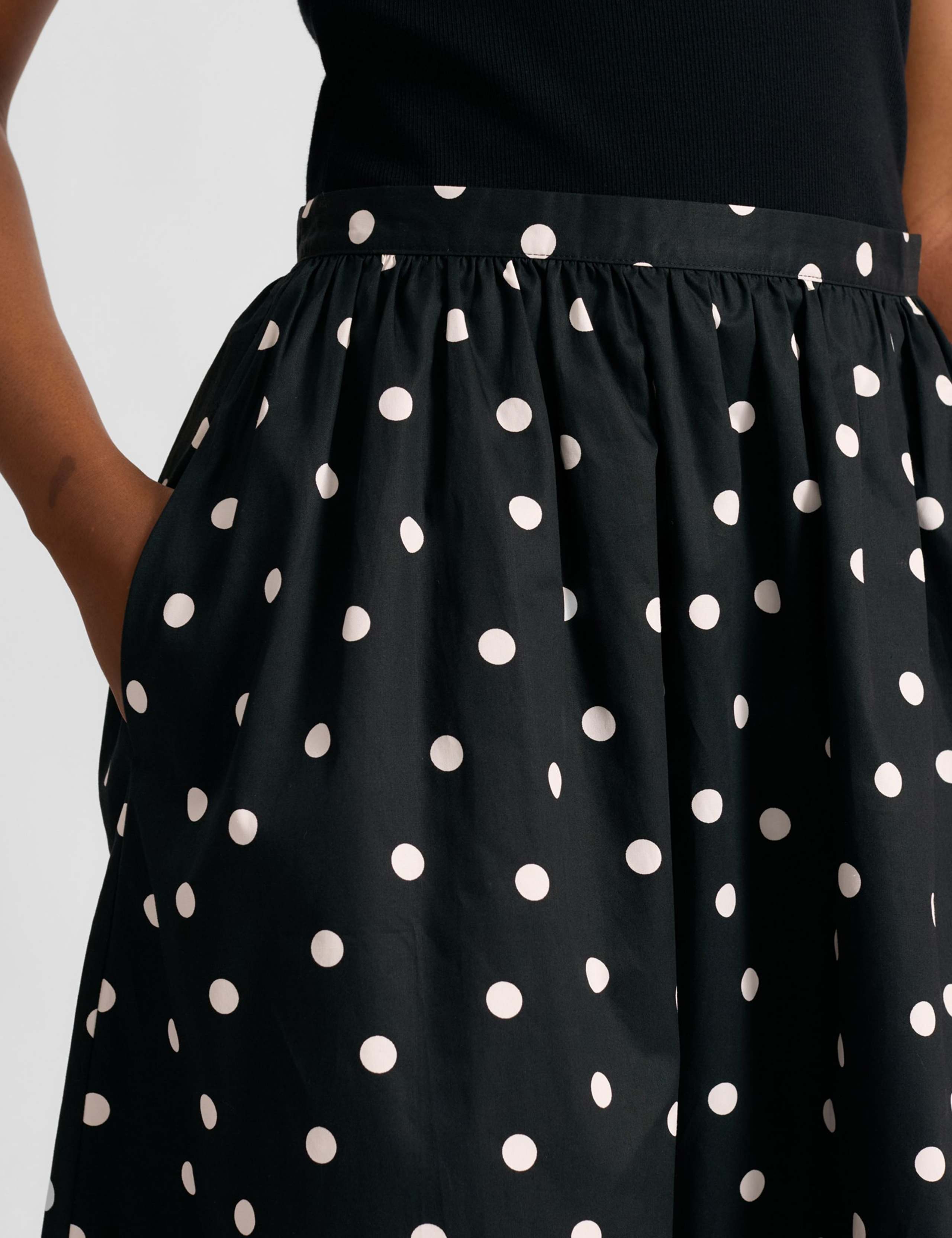 Pure Cotton Polka Dot Midi A-Line Skirt 5 of 5