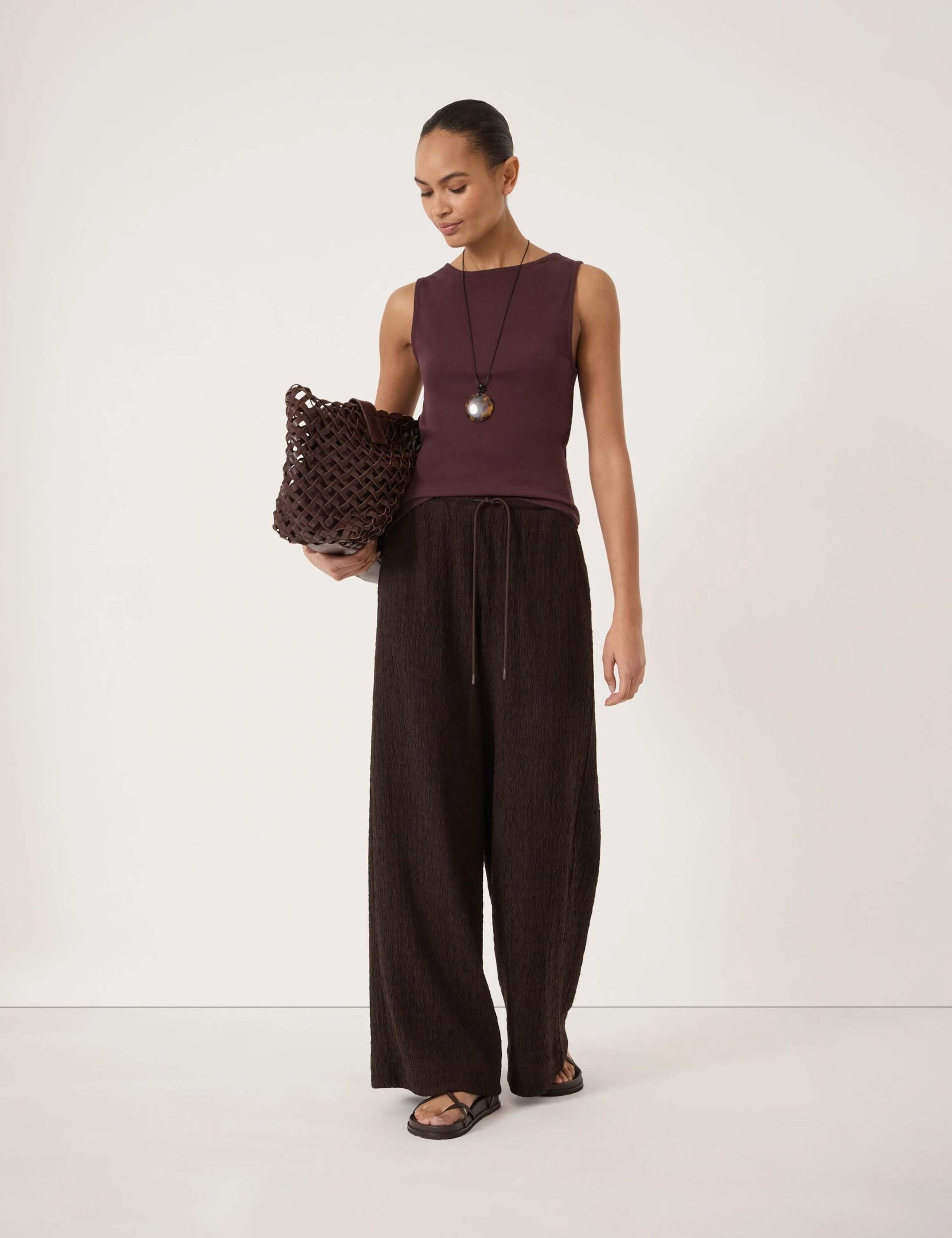 Cotton Rich Jersey Wide Leg Trousers 3 of 5