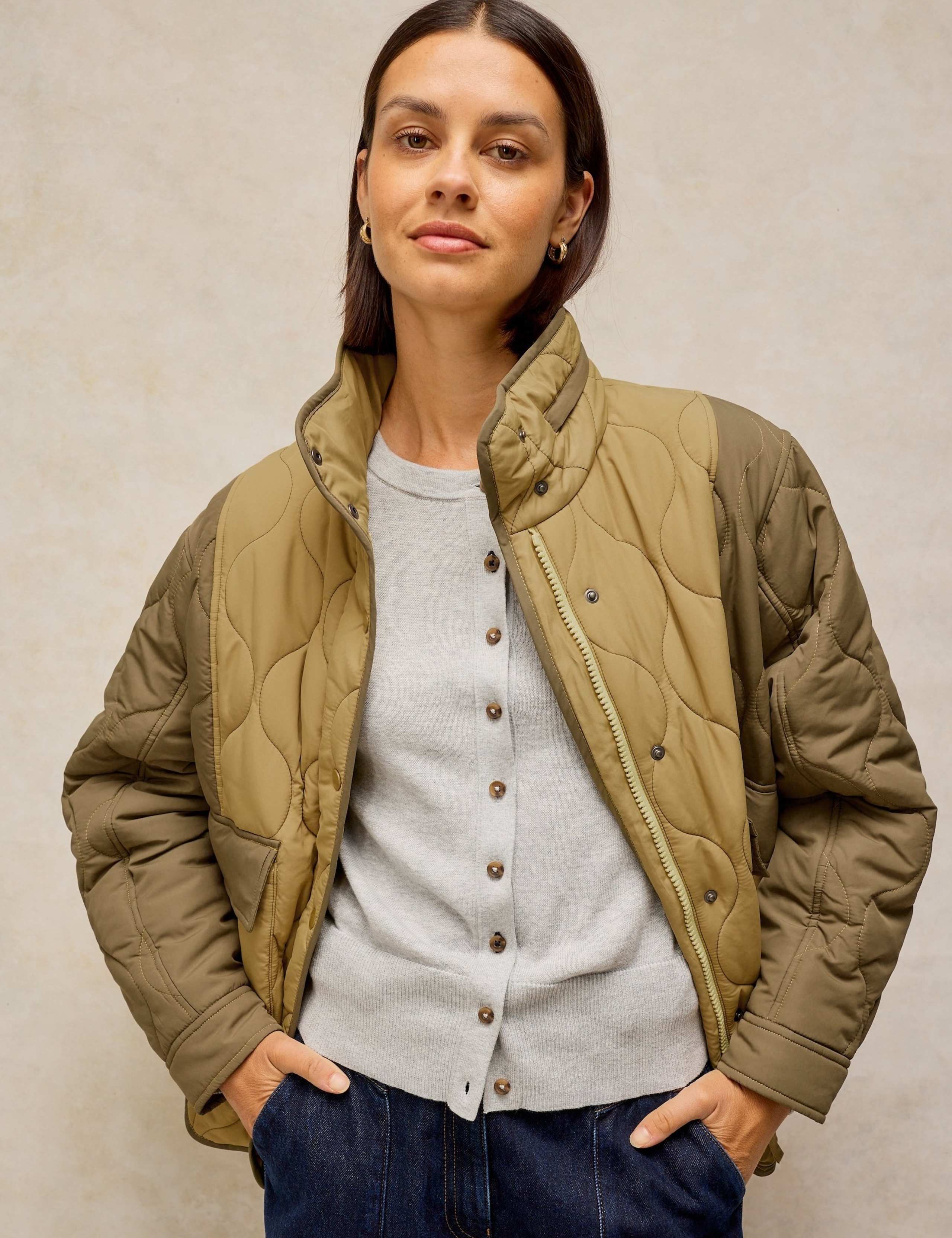 Textured Colour Block Quilted Puffer Jacket 4 of 7