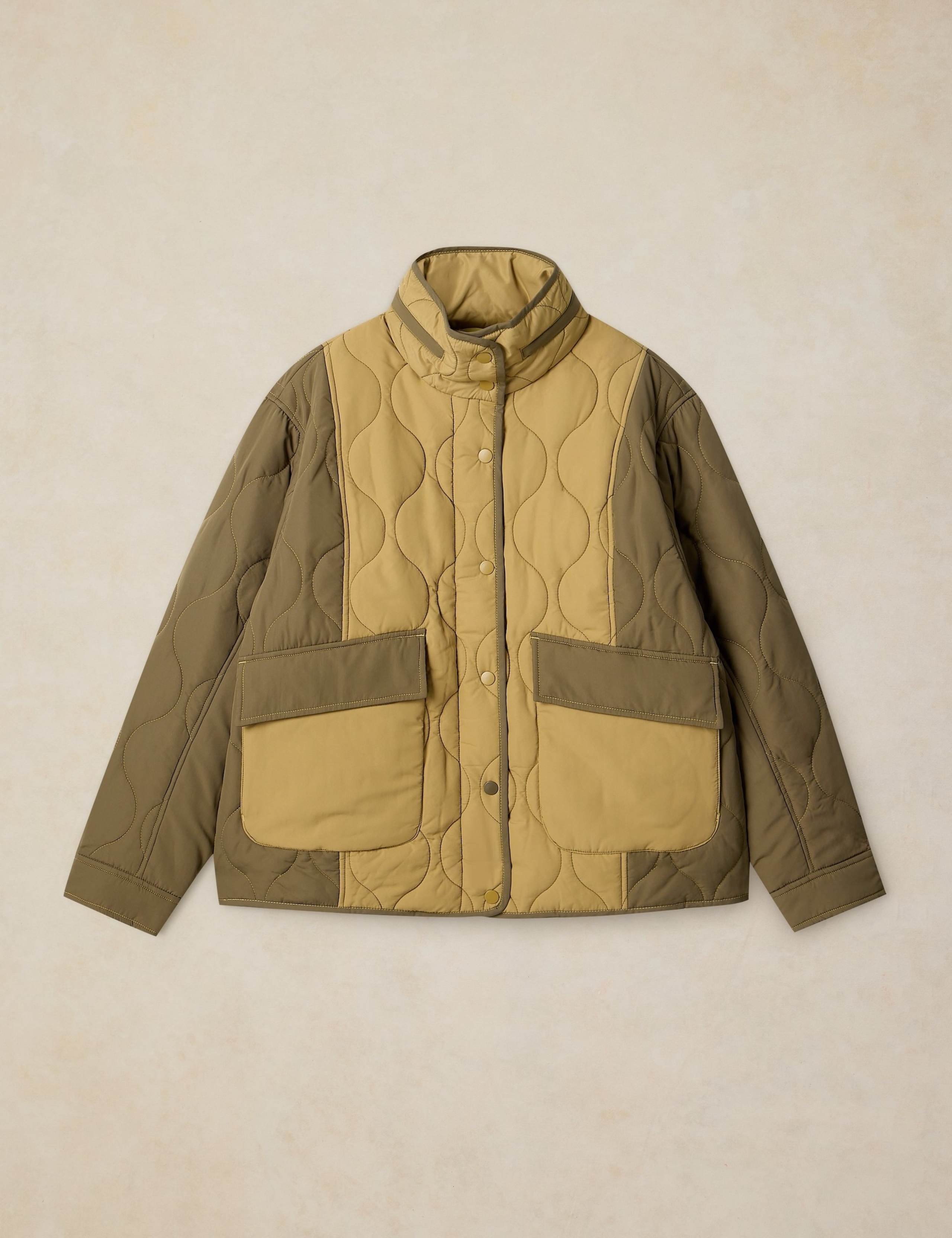 Textured Colour Block Quilted Puffer Jacket 2 of 7