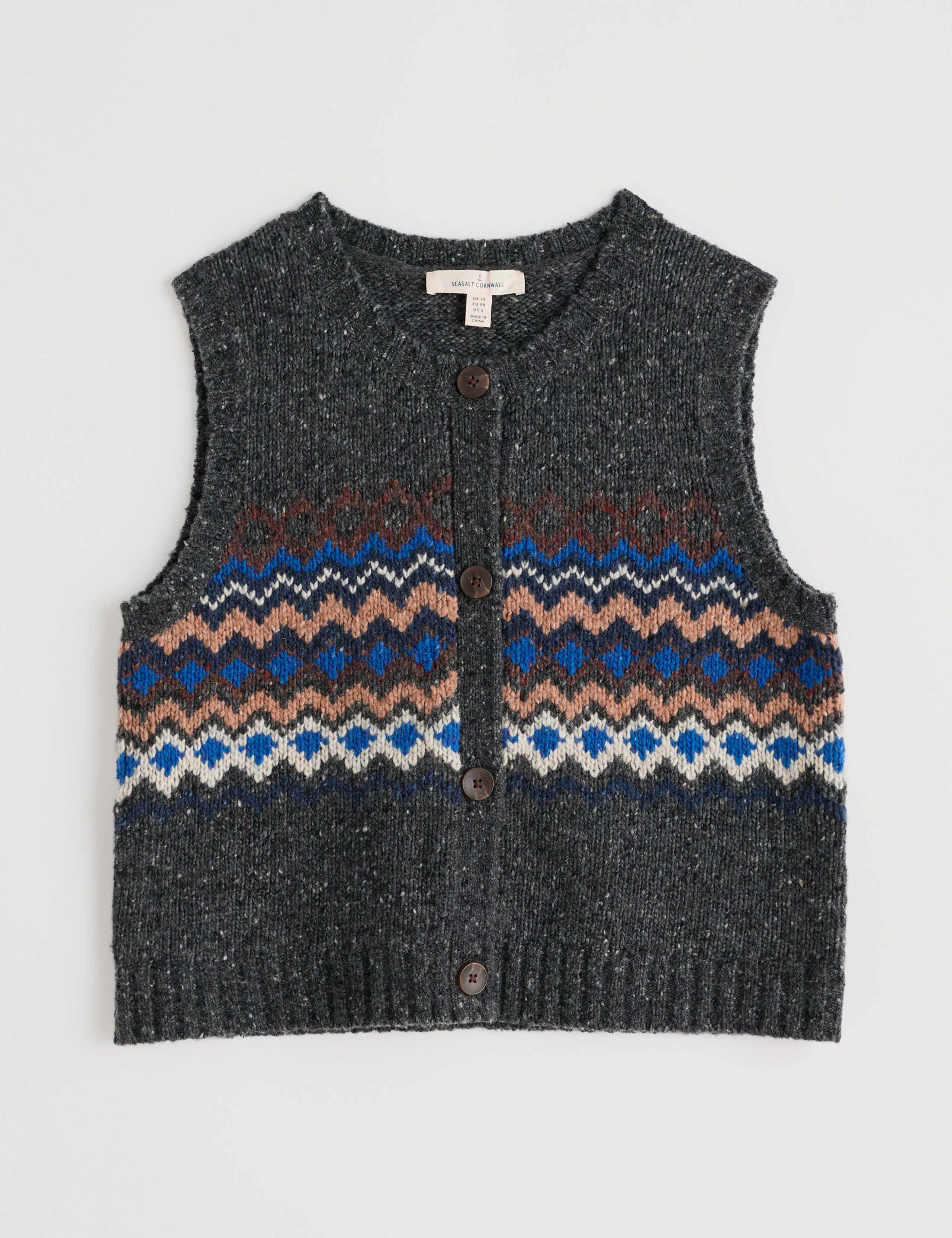 Merino Wool Rich Fair Isle Knitted Vest 2 of 5
