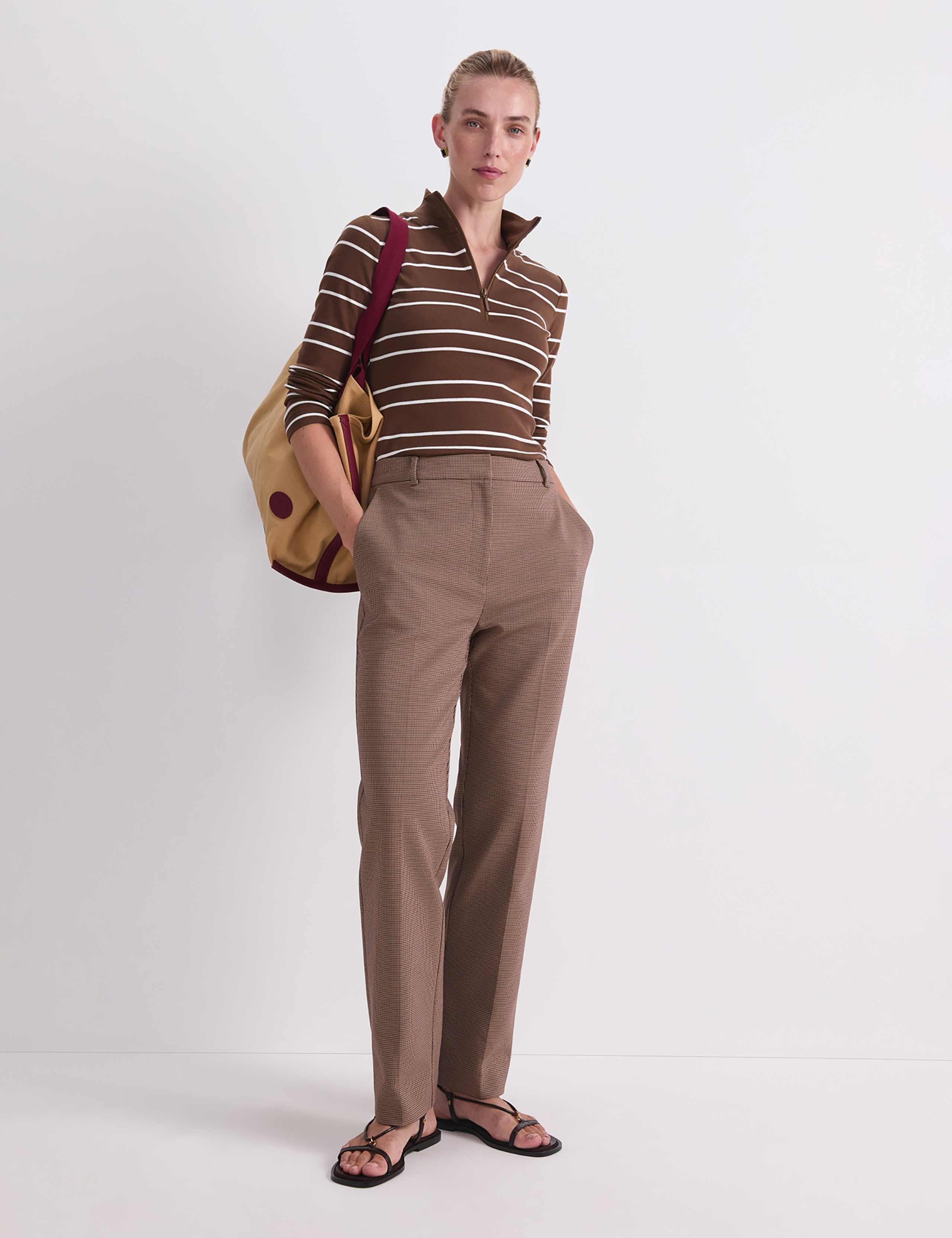 Pure Cotton Striped Funnel Neck Half Zip Top 3 of 7