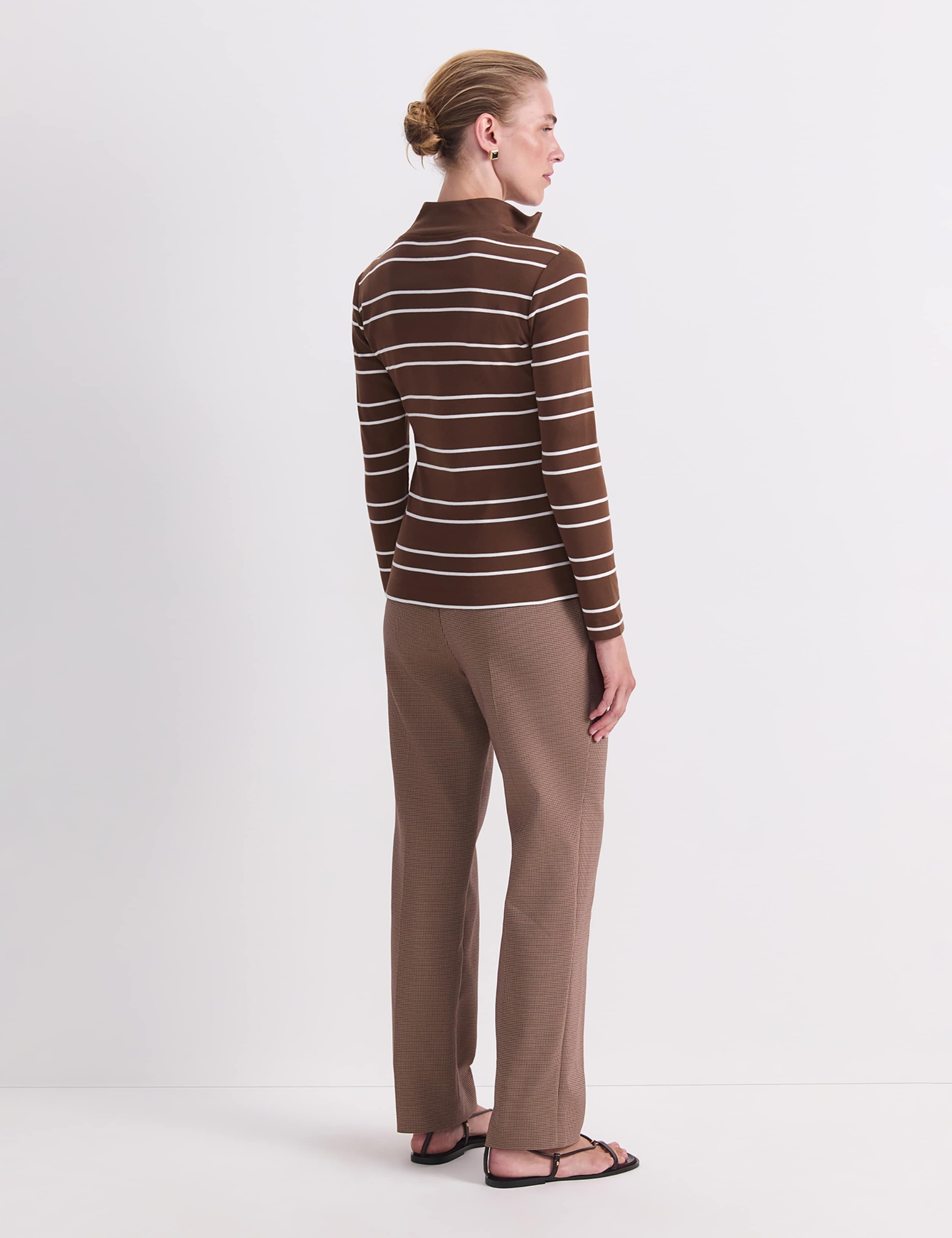 Pure Cotton Striped Funnel Neck Half Zip Top 5 of 7