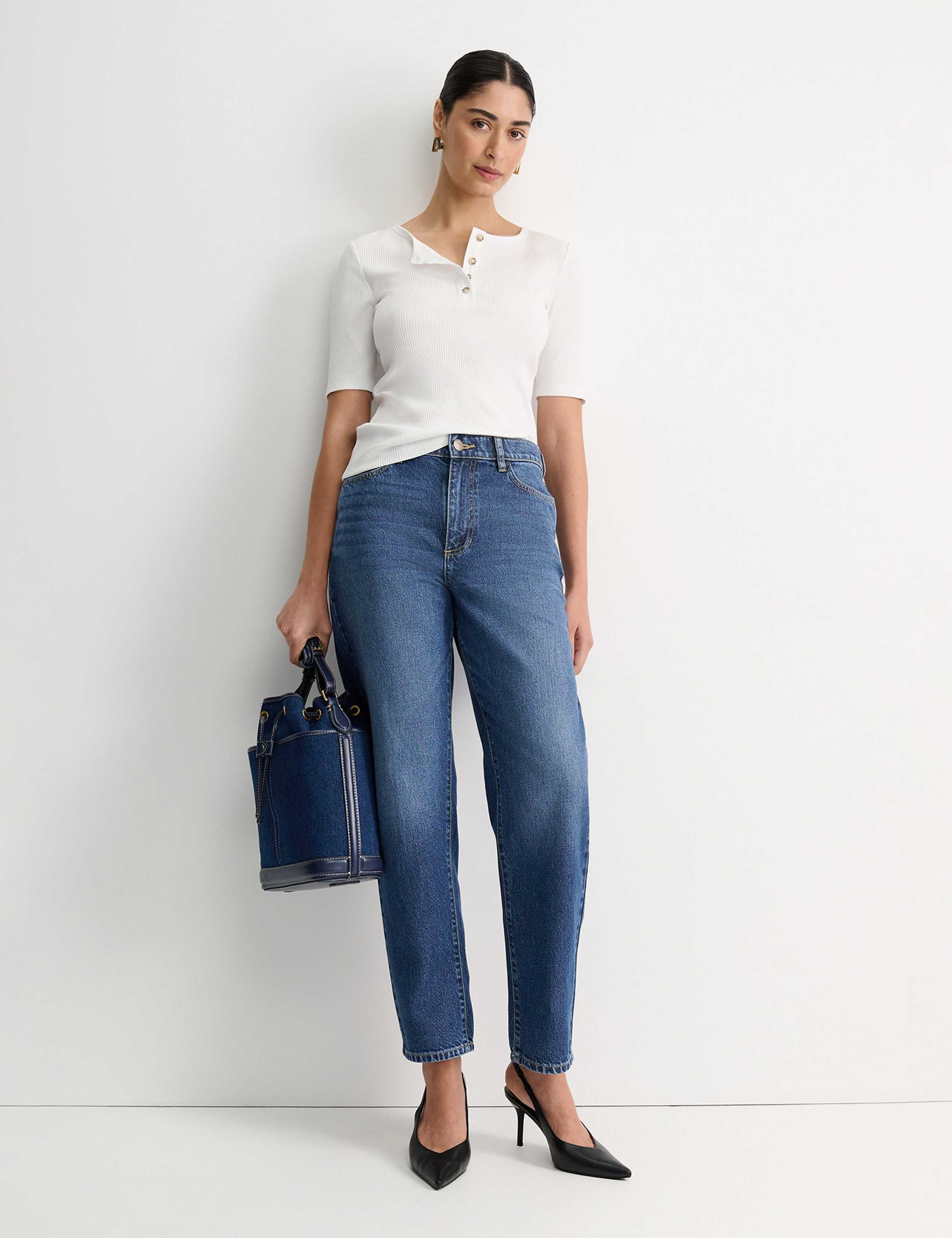 Lyocell Blend High Waisted Barrel Jeans 4 of 5