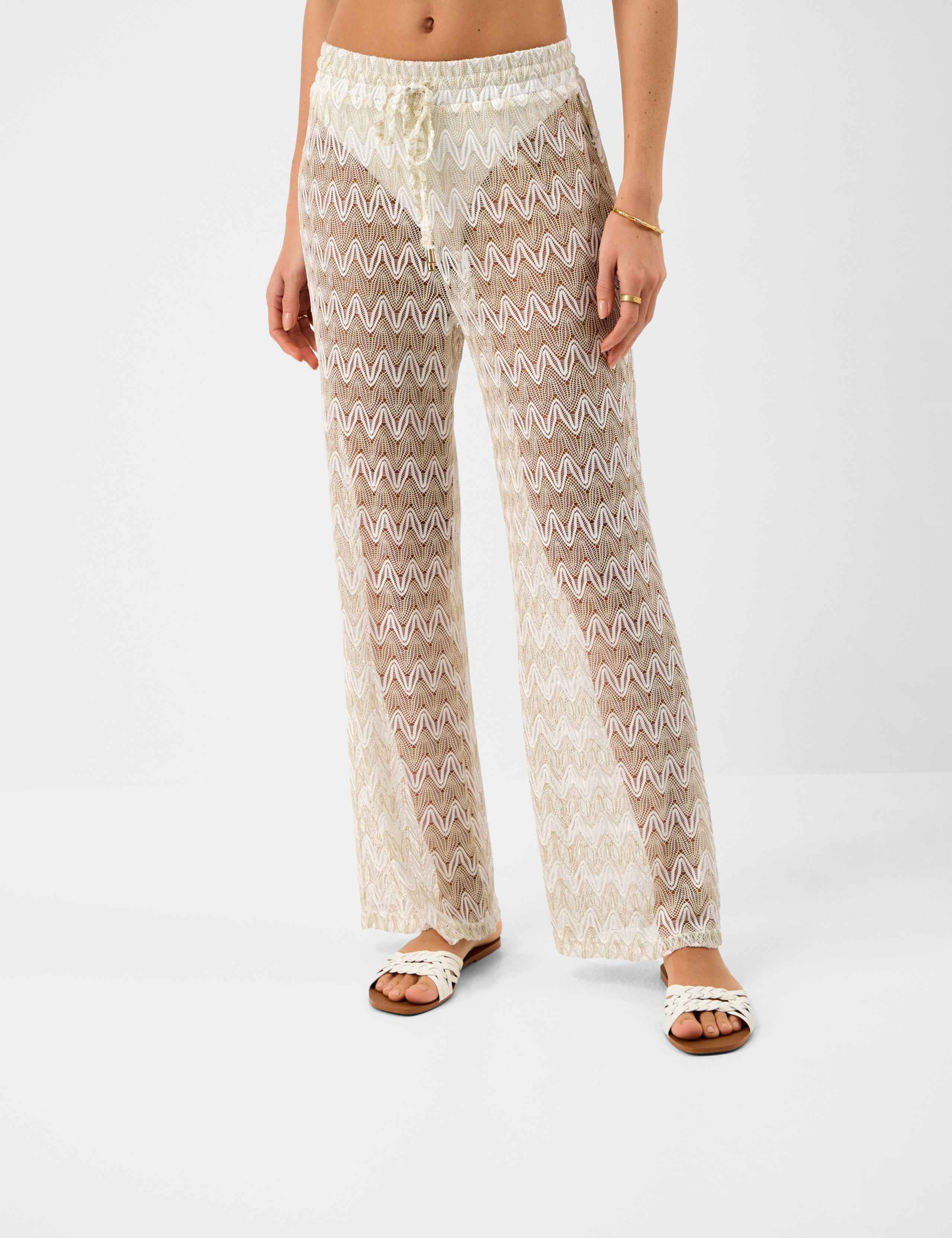 Striped Metallic Drawstring Beach Trousers 2 of 5