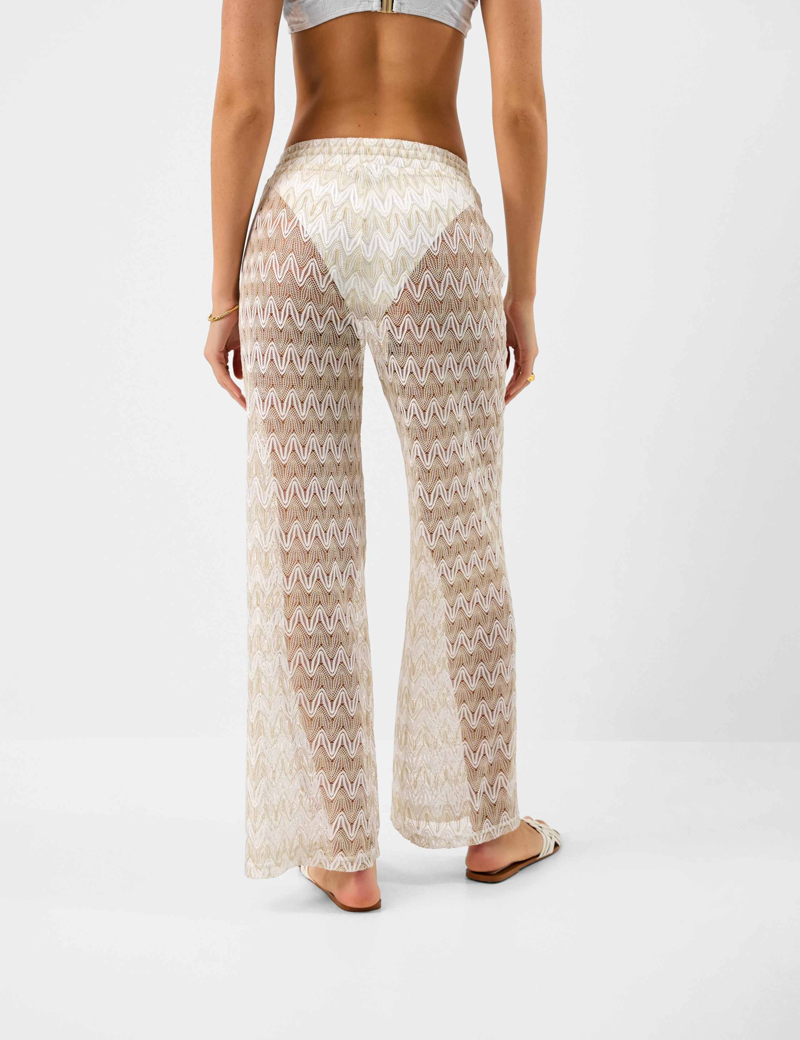Striped Metallic Drawstring Beach Trousers 4 of 5